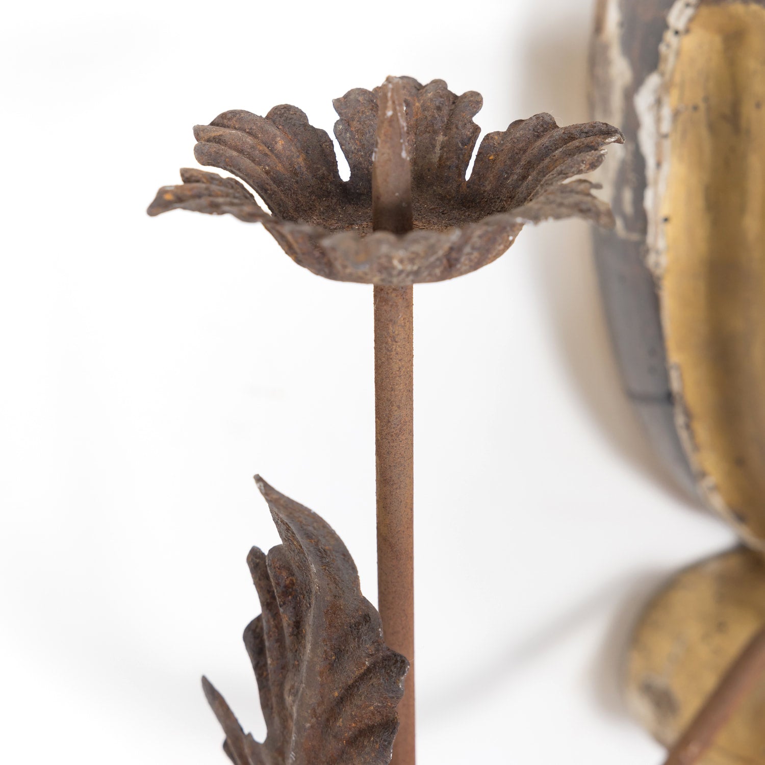 Pair of 19th Century Painted and Parcel Gilt Hand Carved Wooden Italian Florentine Candle Sconces 