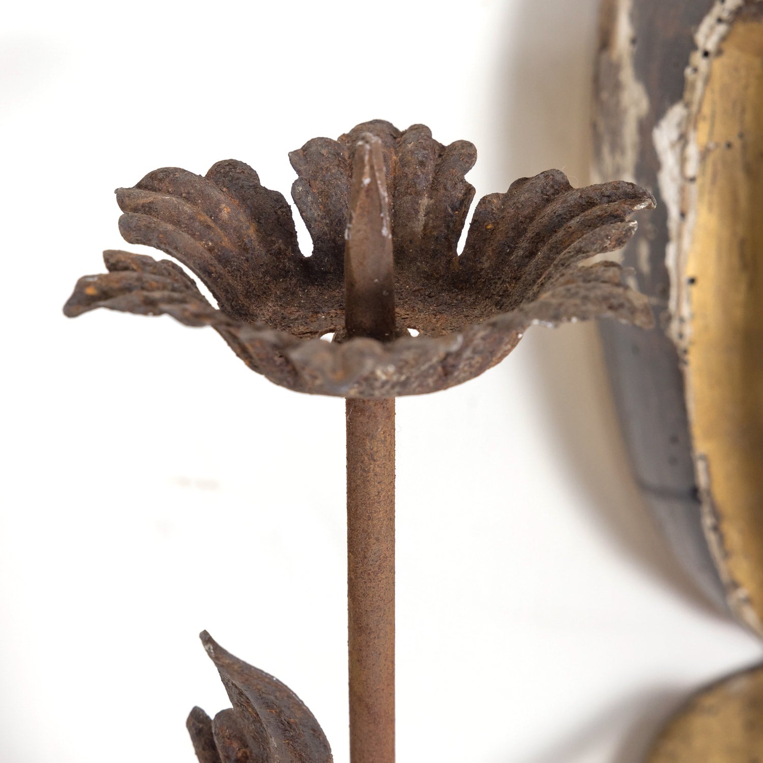 Pair of 19th Century Painted and Parcel Gilt Hand Carved Wooden Italian Florentine Candle Sconces 