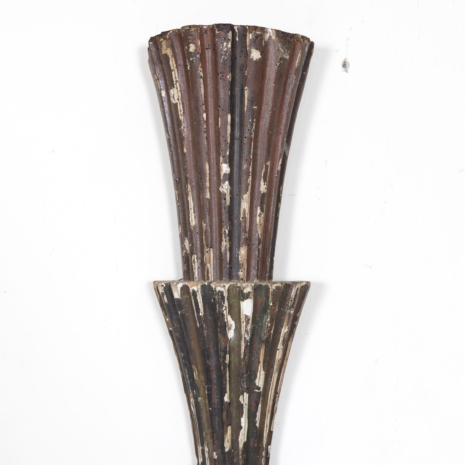 Pair of 19th Century Painted and Parcel Gilt Hand Carved Wooden Italian Florentine Candle Sconces 