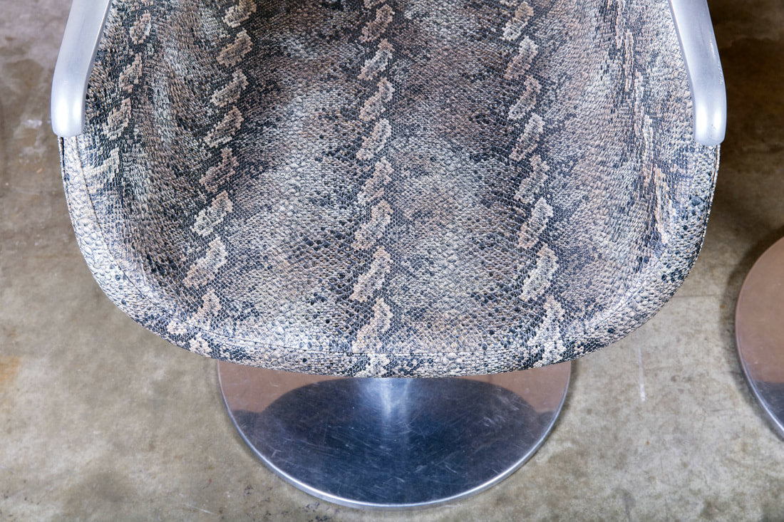 Pair of Italian Faux Python Swivel Chairs