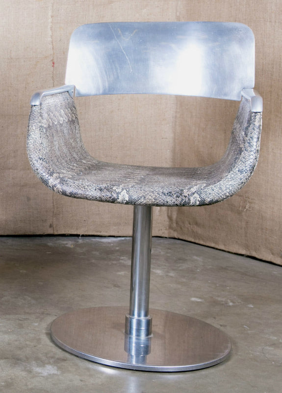 Pair of Italian Faux Python Swivel Chairs