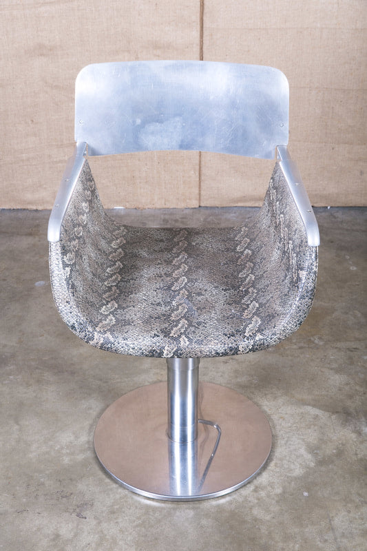 Pair of Italian Faux Python Swivel Chairs