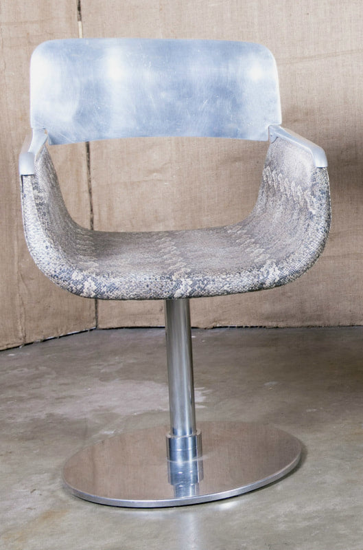 Pair of Italian Faux Python Swivel Chairs