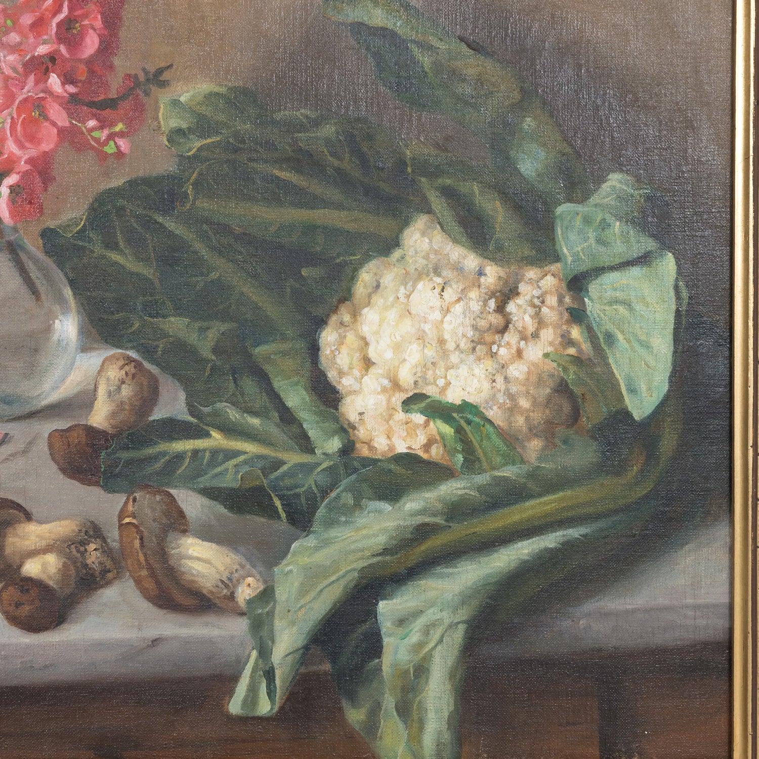 Large Late 19th Century Framed Italian Still Life of Dead Birds in Kitchen Oil on Canvas, Signed