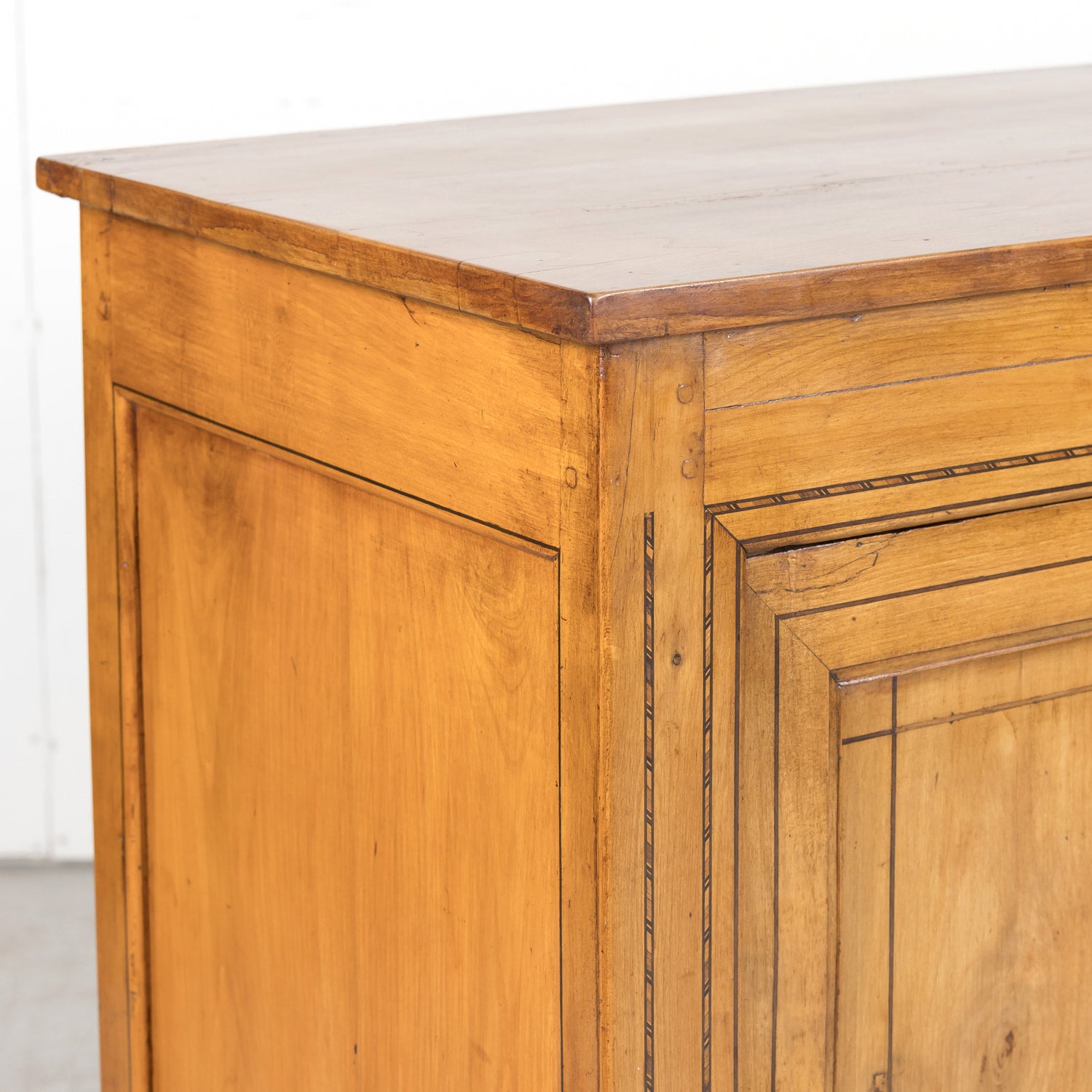 19th Century French Louis XVI Style Cherry Enfilade Buffet with Fruitwood Inlay