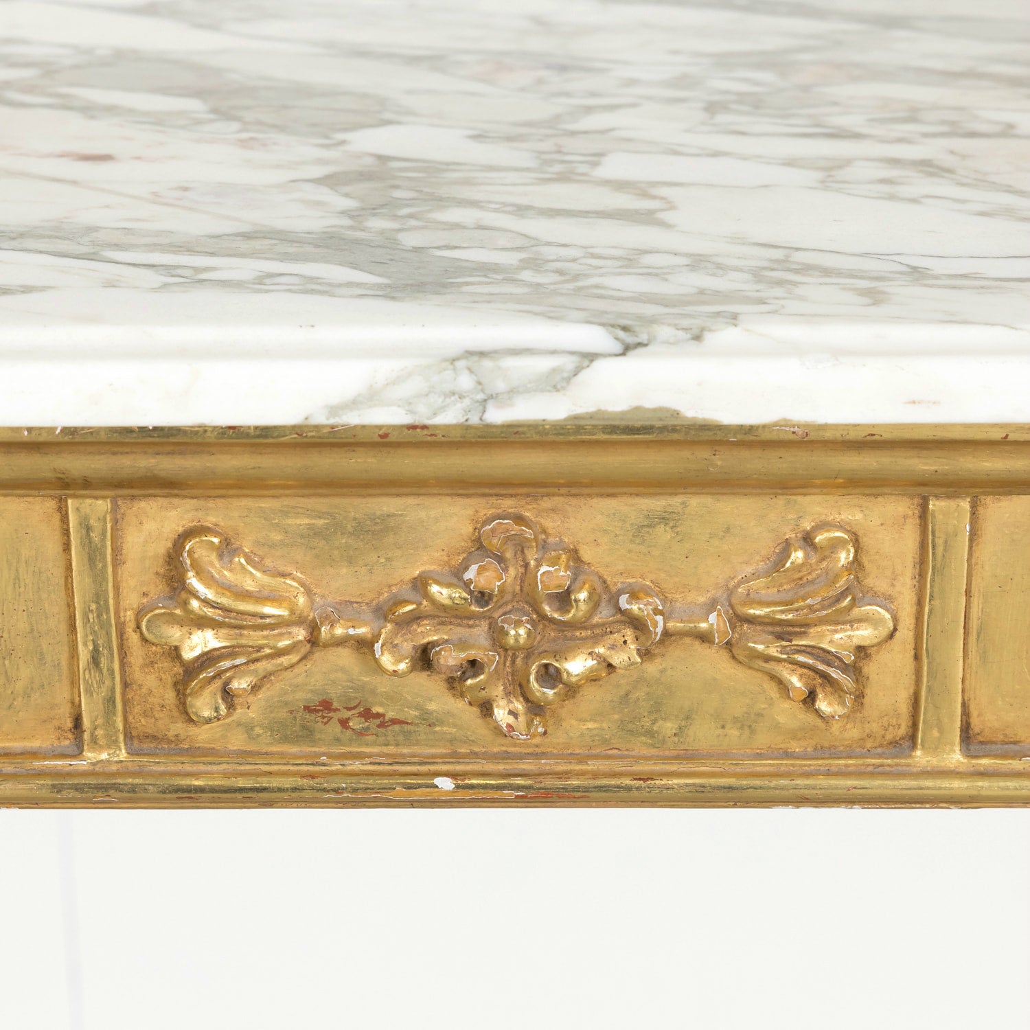Early 20th Century French Louis XVI Style Carved Giltwood Wall Console Table with Marble Top
