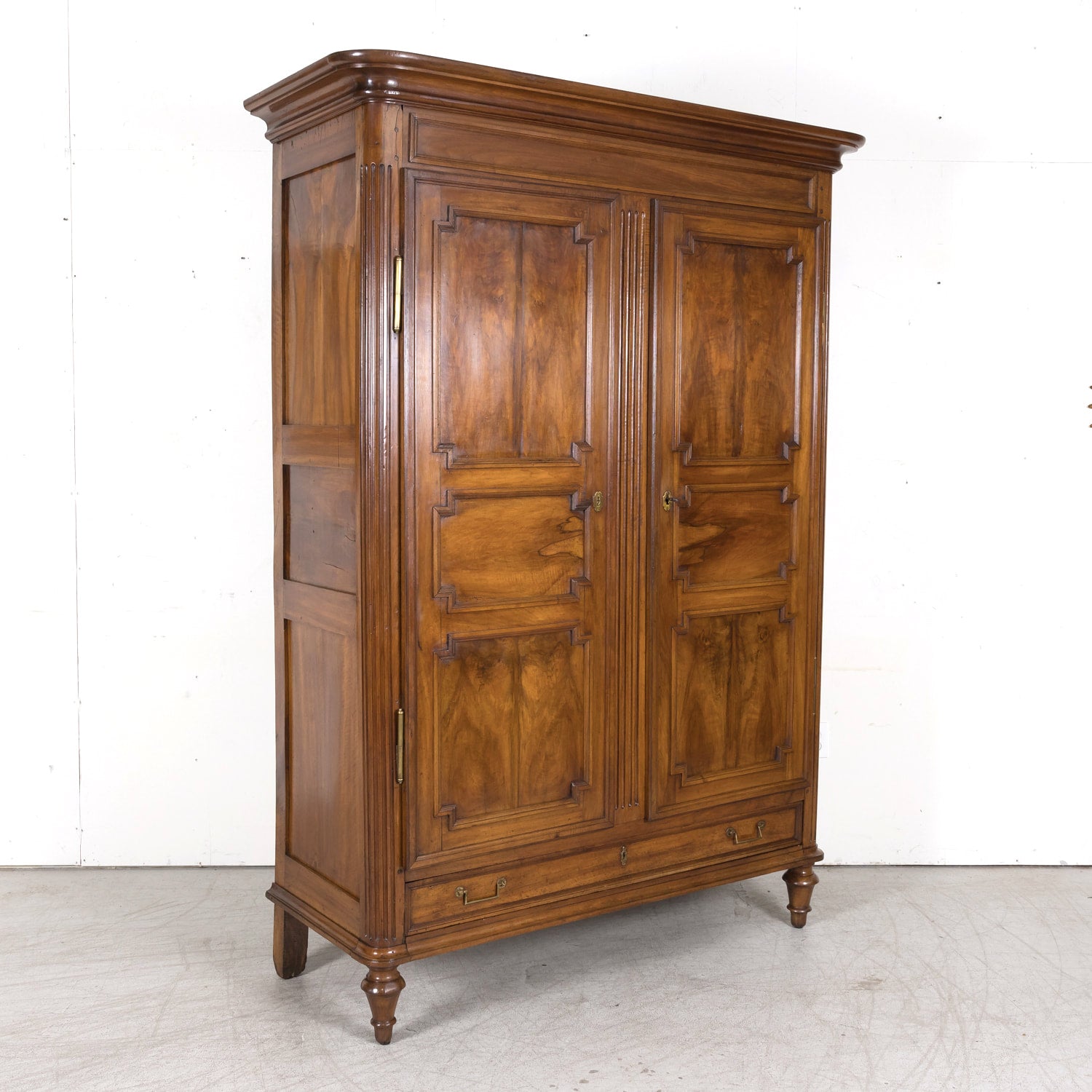 18th Century French Period Louis XVI Walnut Lyonnaise Armoire with Bottom Drawer