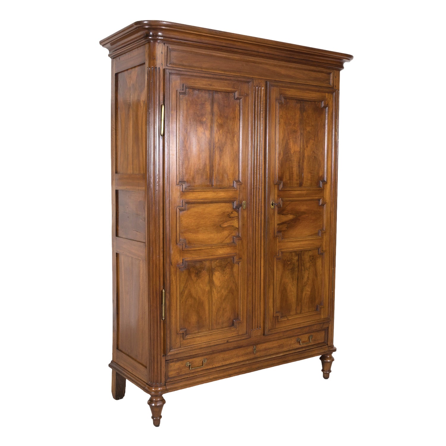 18th Century French Period Louis XVI Walnut Lyonnaise Armoire with Bottom Drawer