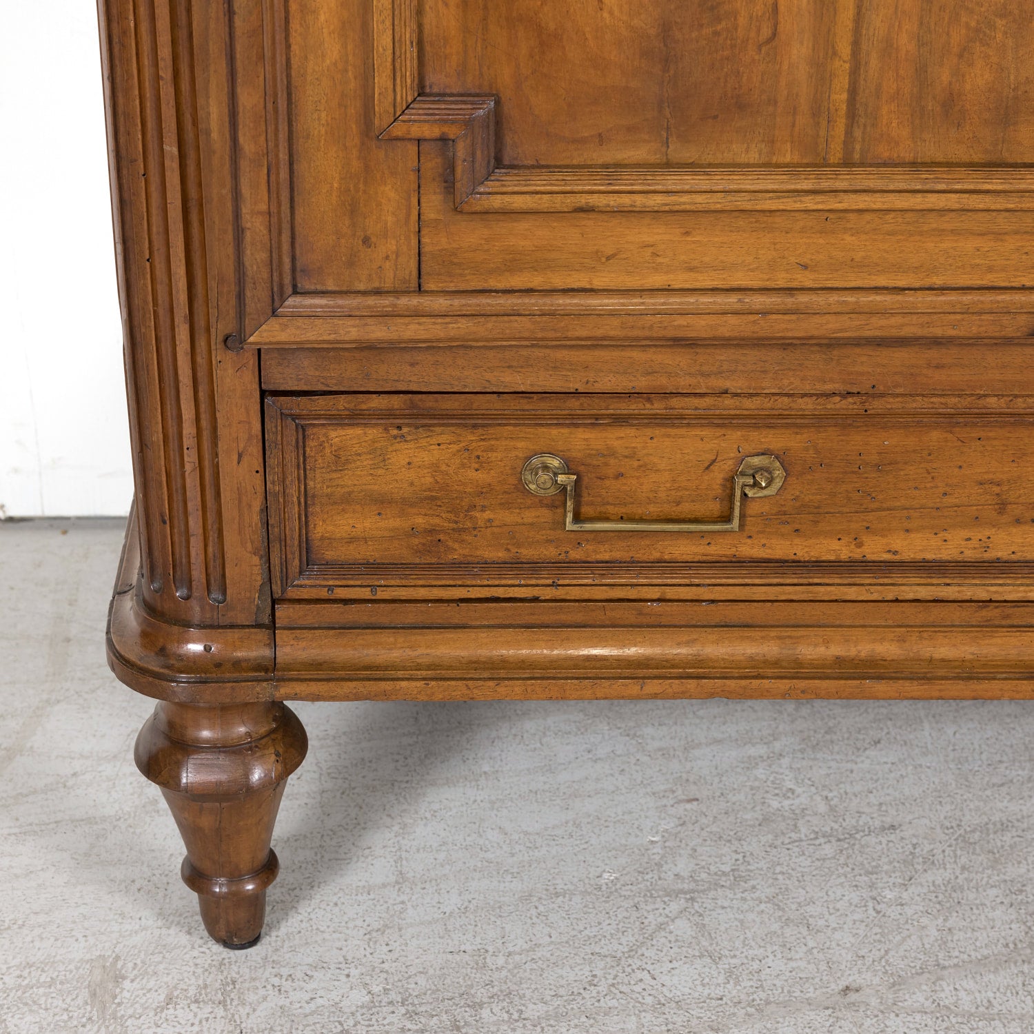 18th Century French Period Louis XVI Walnut Lyonnaise Armoire with Bottom Drawer