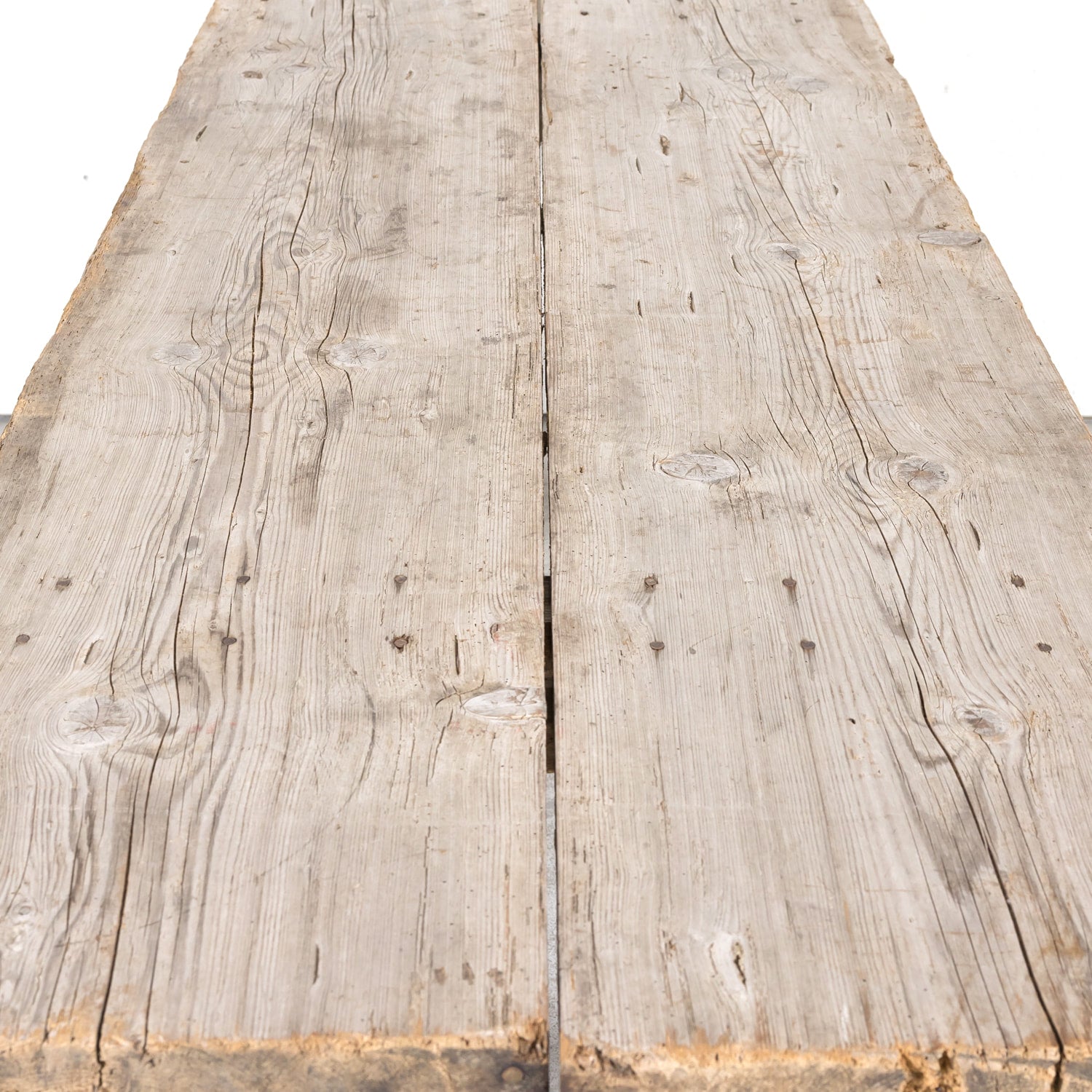 Late 19th Century French Washed Pine Harvest Trestle Table