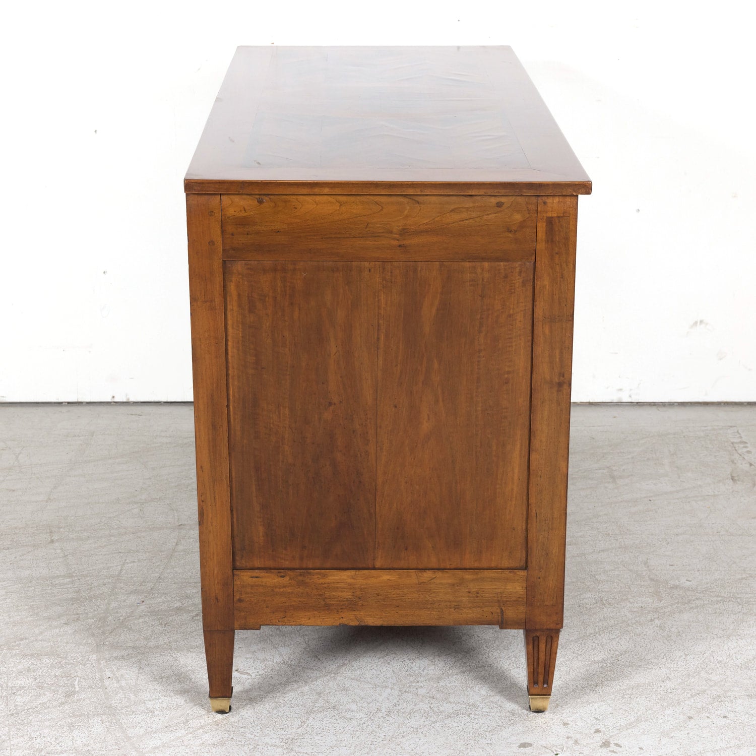 19th Century French Louis XVI Style Lyonnaise Bookmatched Burled Walnut Commode