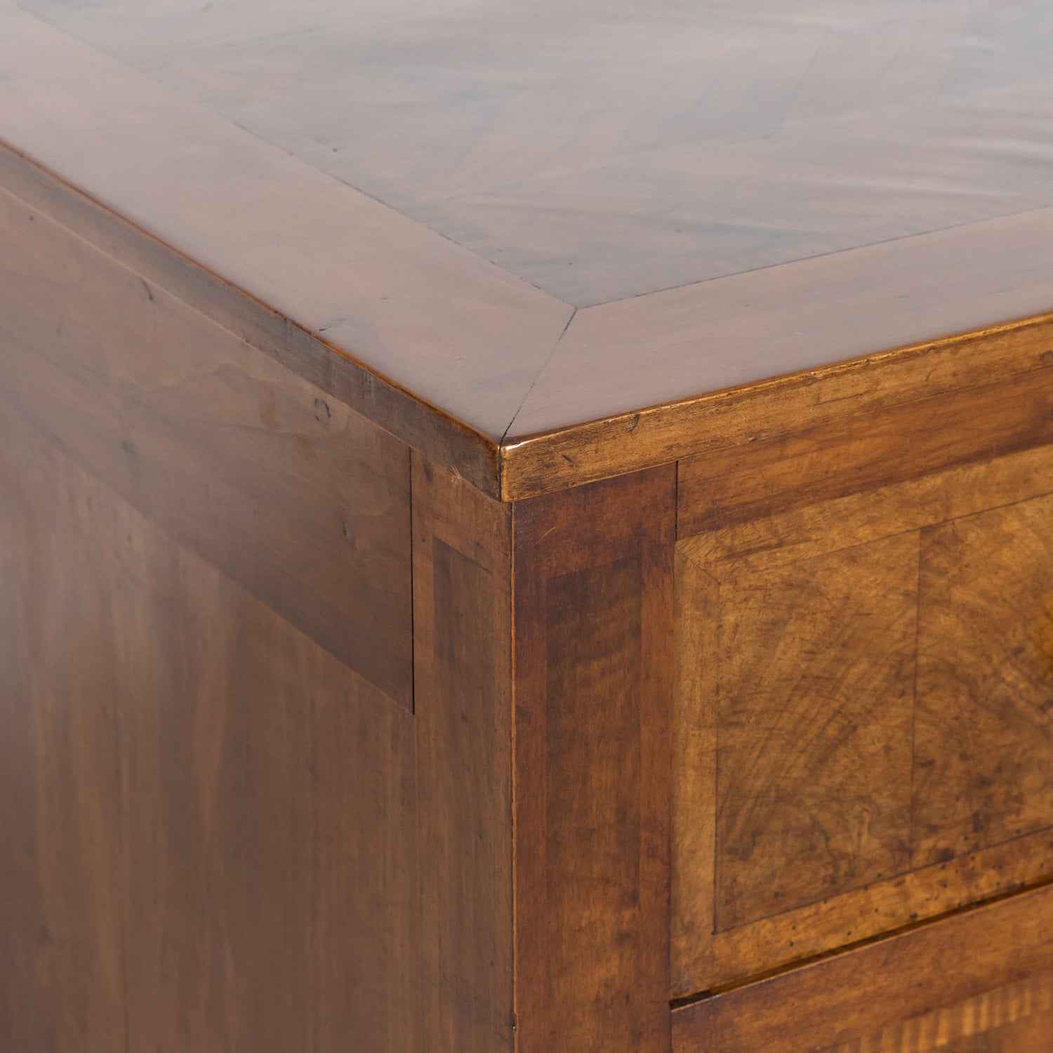 19th Century French Louis XVI Style Lyonnaise Bookmatched Burled Walnut Commode