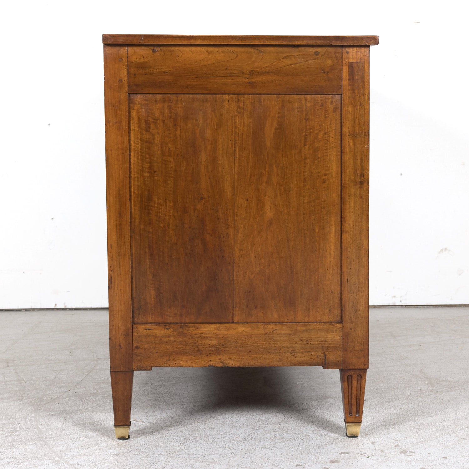 19th Century French Louis XVI Style Lyonnaise Bookmatched Burled Walnut Commode