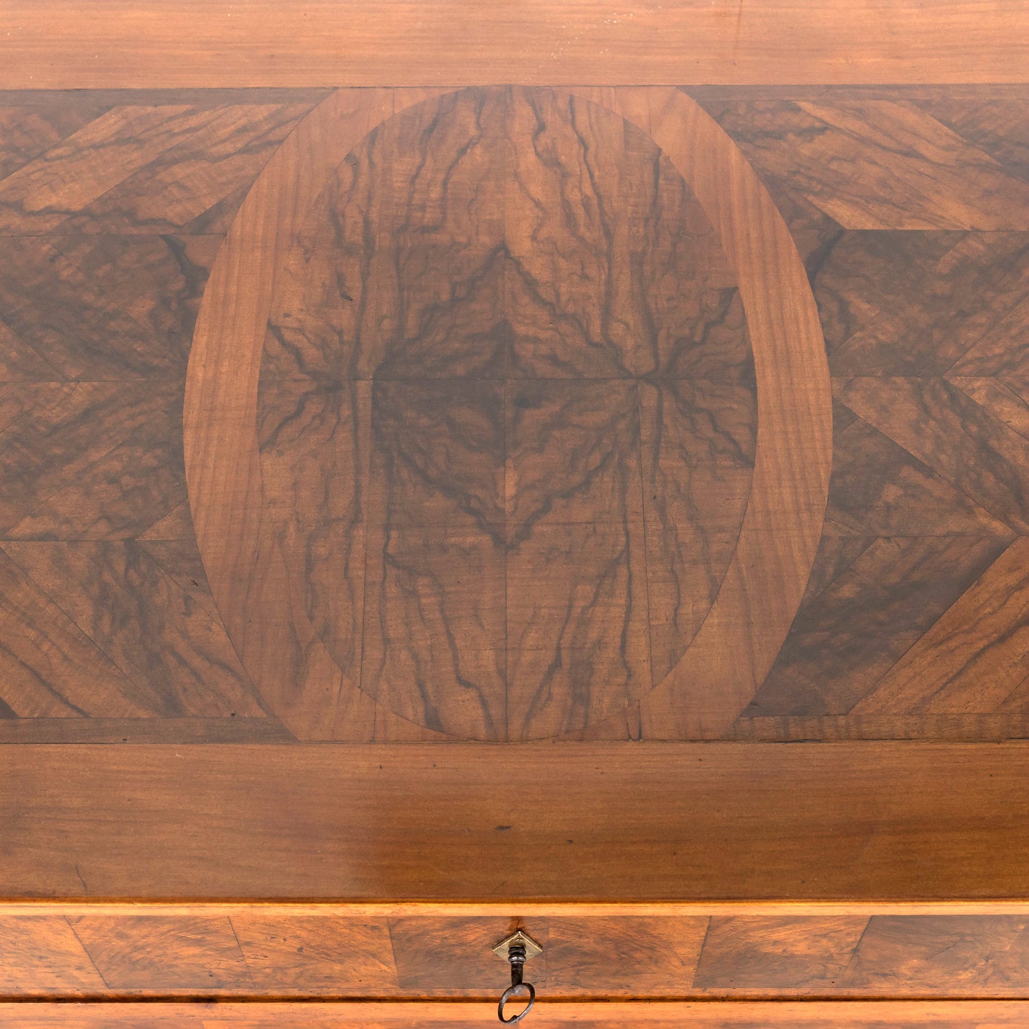 19th Century French Louis XVI Style Lyonnaise Bookmatched Burled Walnut Commode