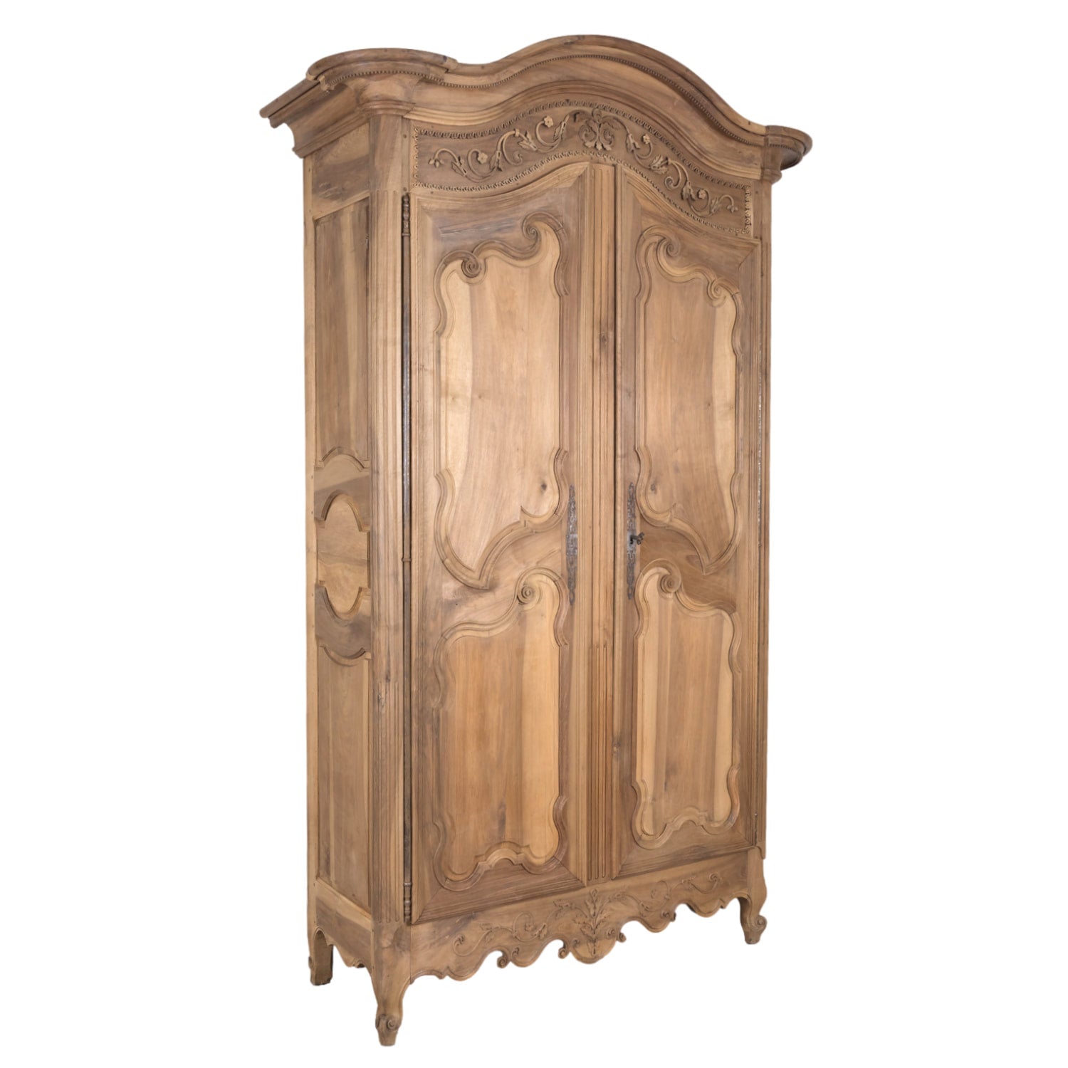 Exceptional 18th Century French Louis XV Period Bleached Walnut Lyonnaise Armoire