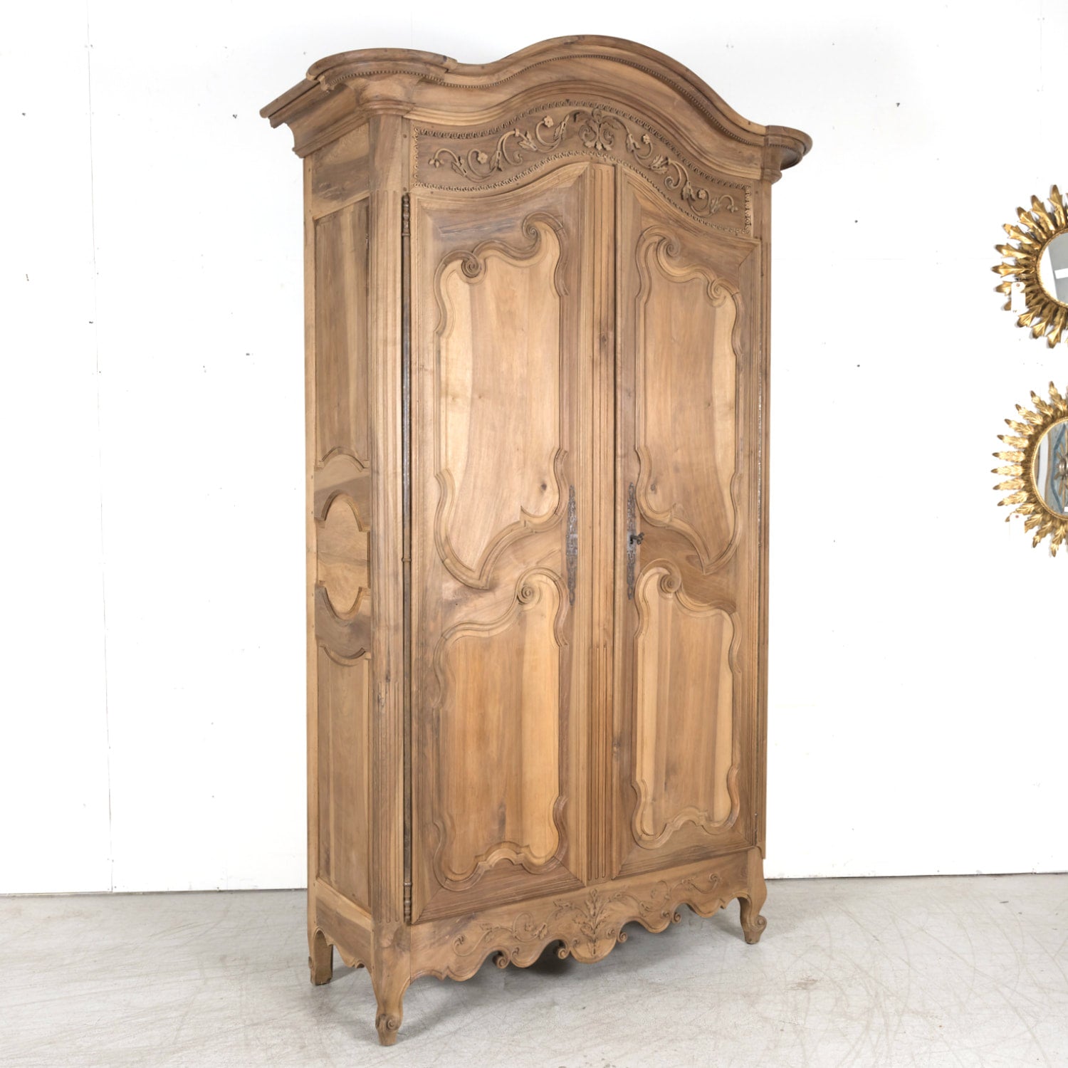 Exceptional 18th Century French Louis XV Period Bleached Walnut Lyonnaise Armoire