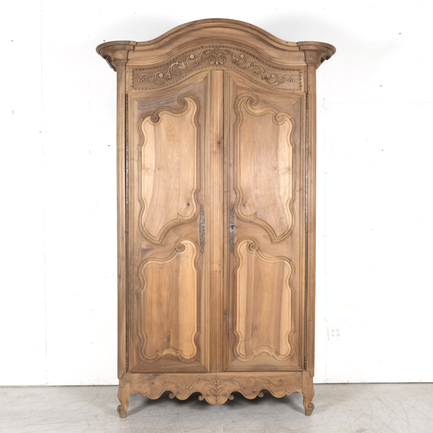 Exceptional 18th Century French Louis XV Period Bleached Walnut Lyonnaise Armoire