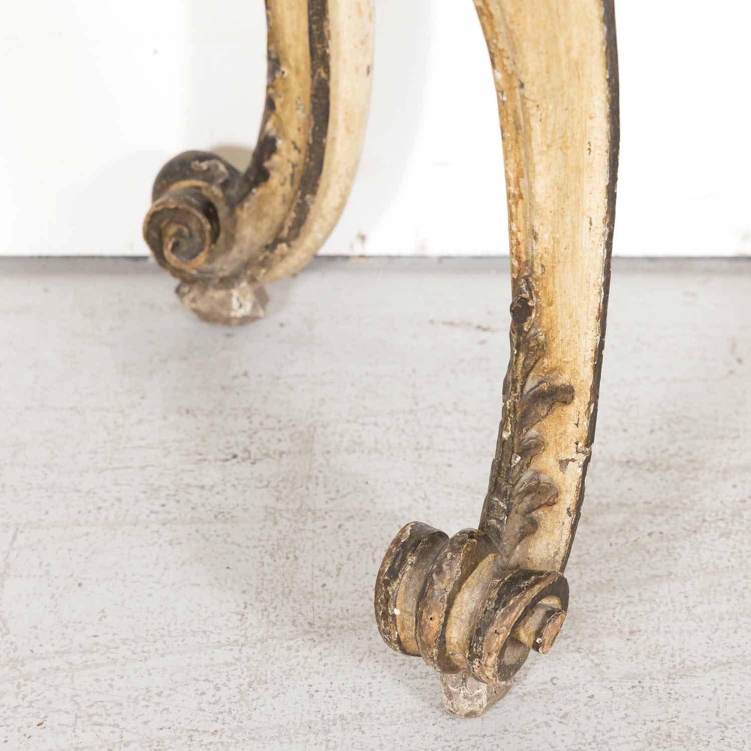 19th Century Italian Rococo Style Painted and Parcel Gilt Console Table