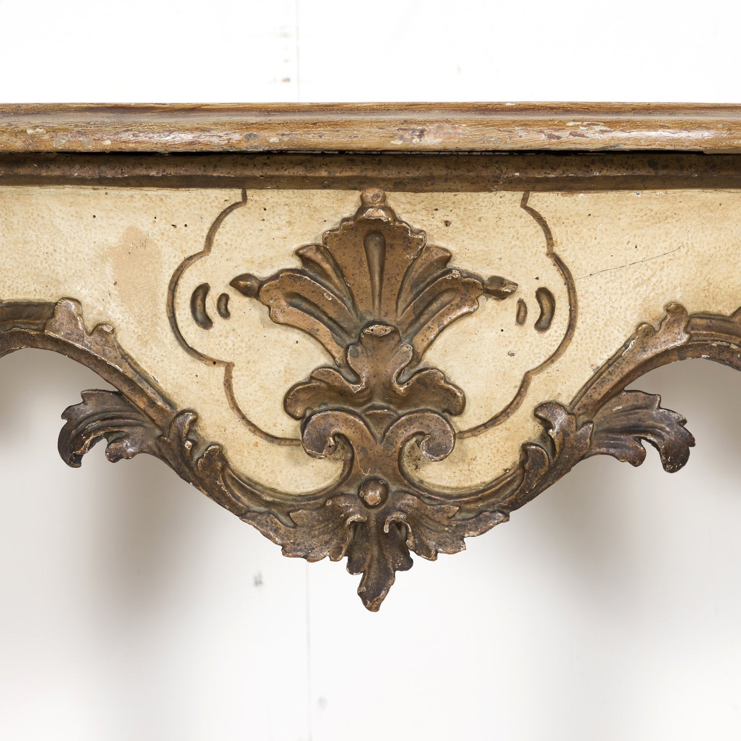 19th Century Italian Rococo Style Painted and Parcel Gilt Console Table