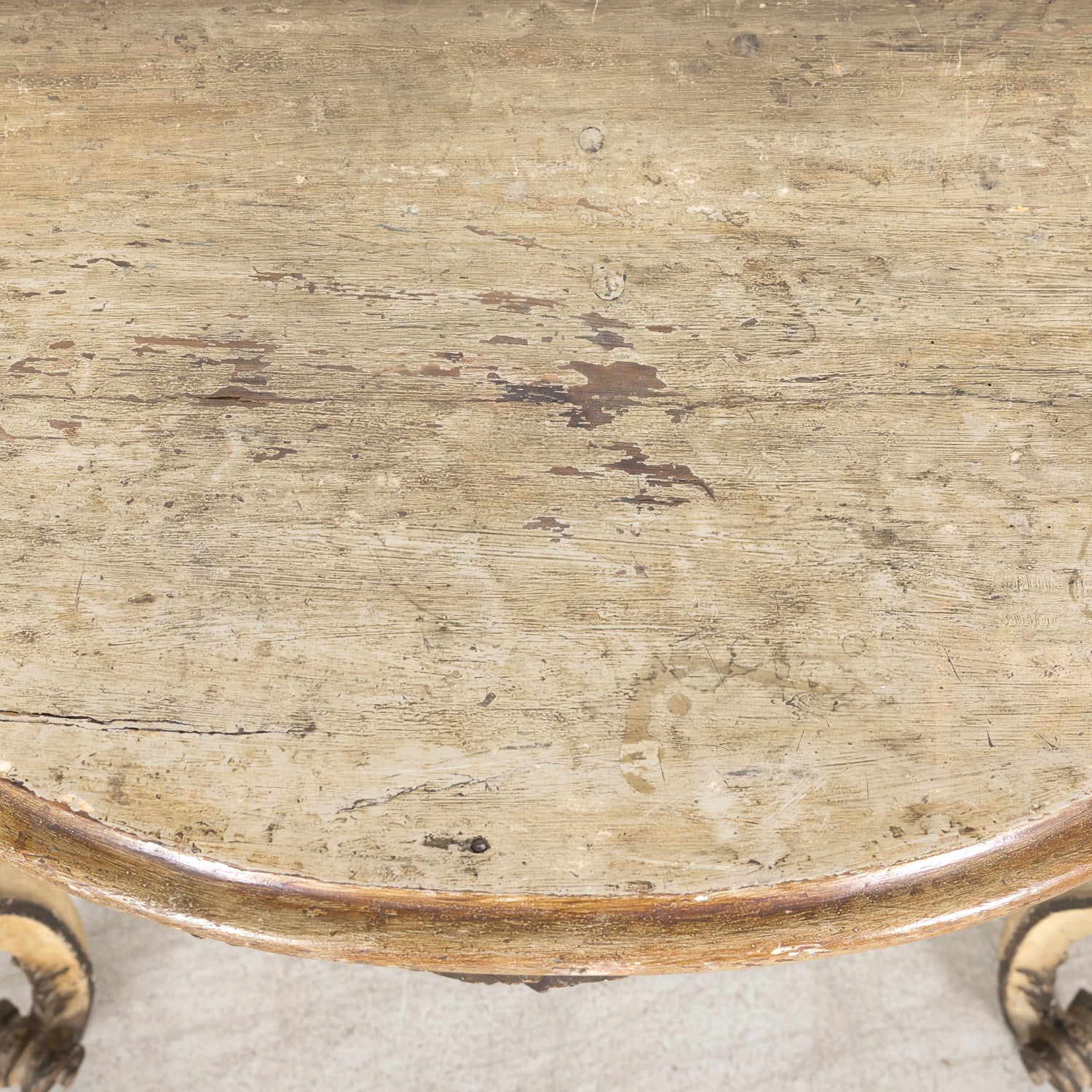 19th Century Italian Rococo Style Painted and Parcel Gilt Console Table