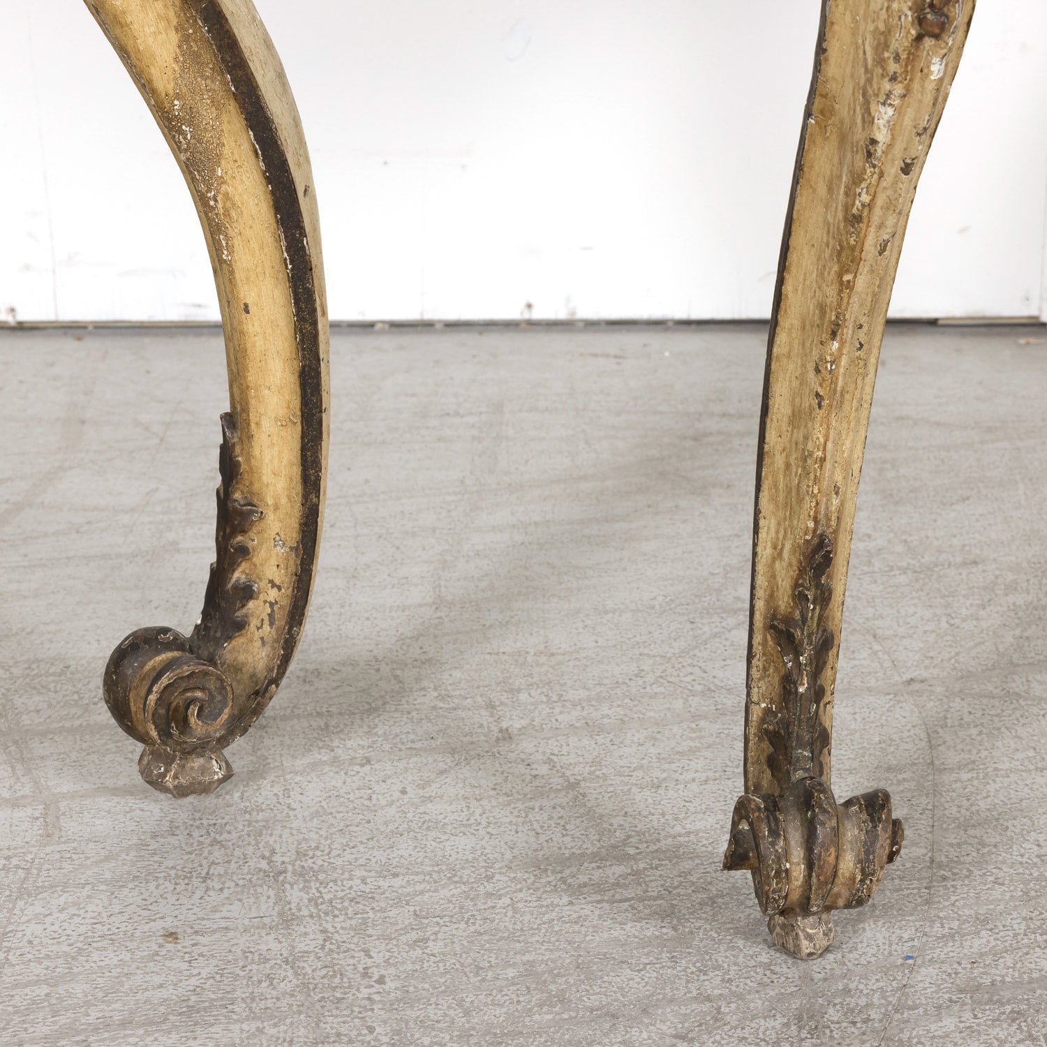 19th Century Italian Rococo Style Painted and Parcel Gilt Console Table