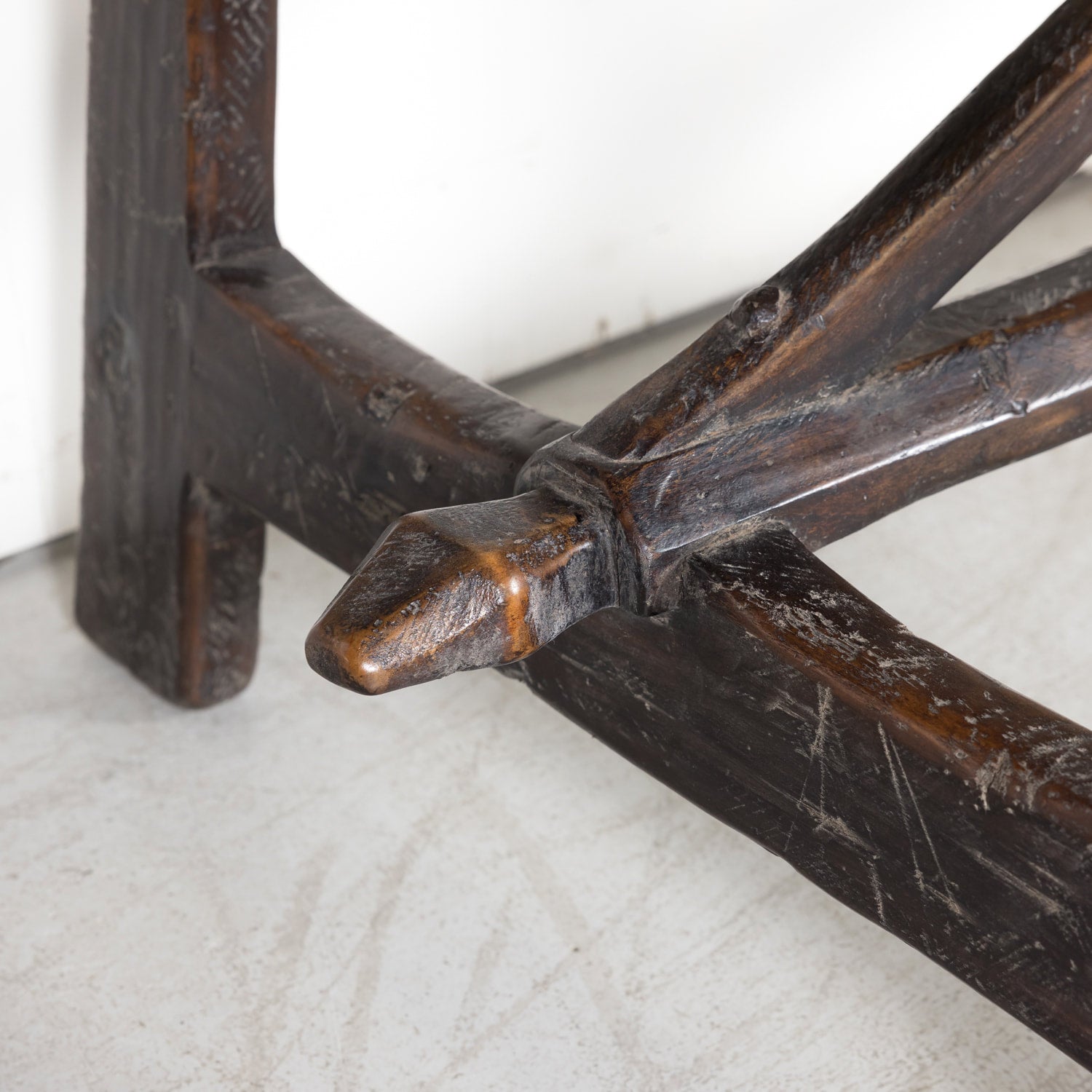 Rustic Late 19th Century Walnut Spanish Refectory or Monastery Trestle Dining Table