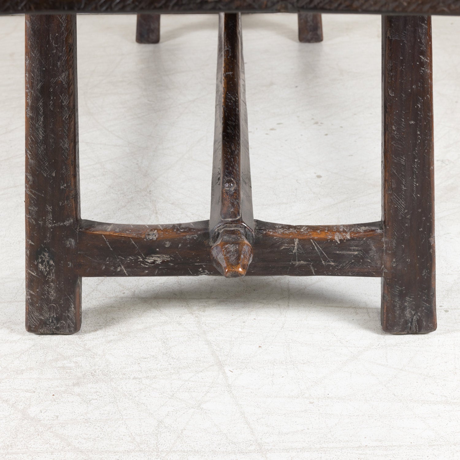 Rustic Late 19th Century Walnut Spanish Refectory or Monastery Trestle Dining Table