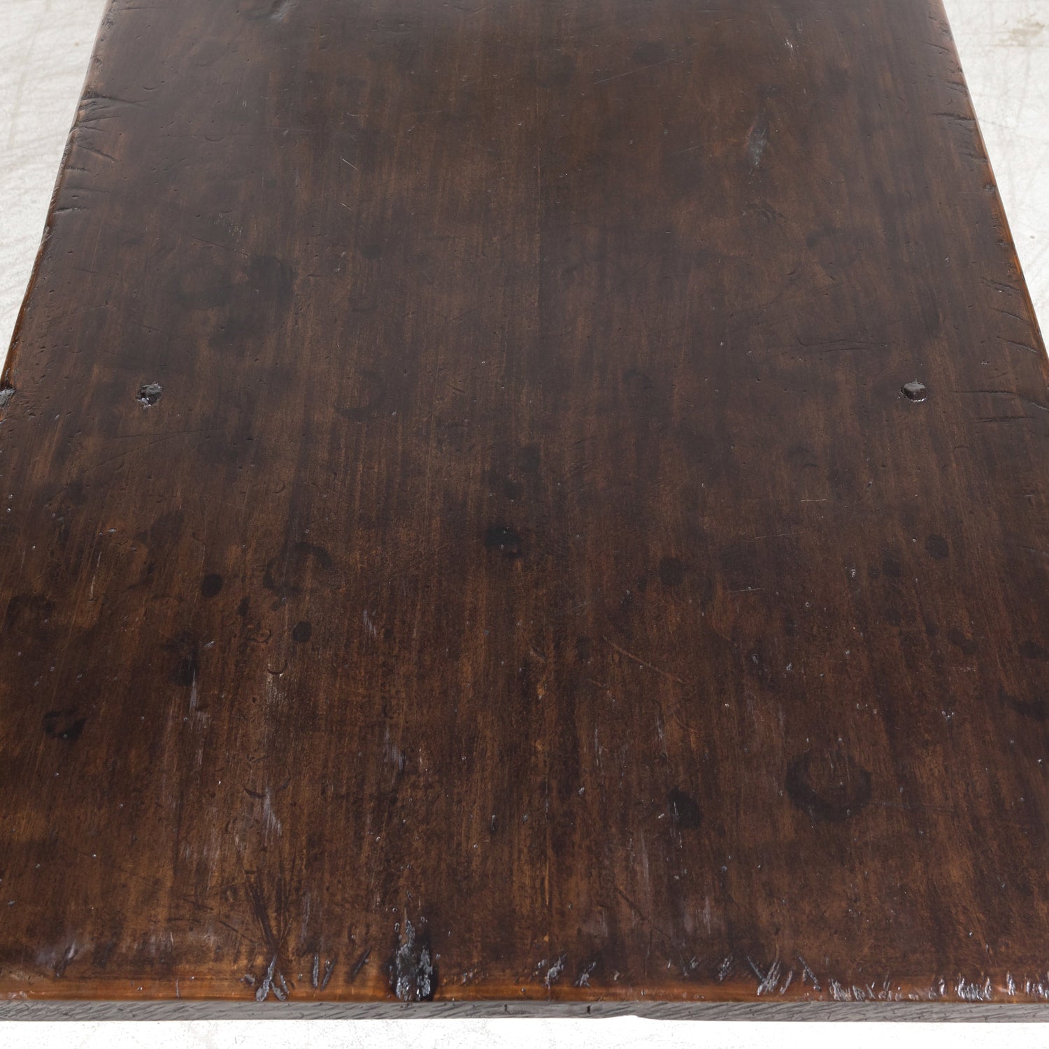 Rustic Late 19th Century Walnut Spanish Refectory or Monastery Trestle Dining Table