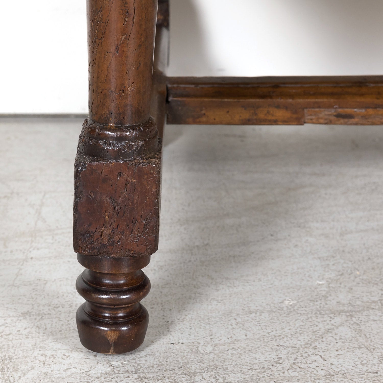 18th Century French Country Solid Walnut Coffee Table with Drawer
