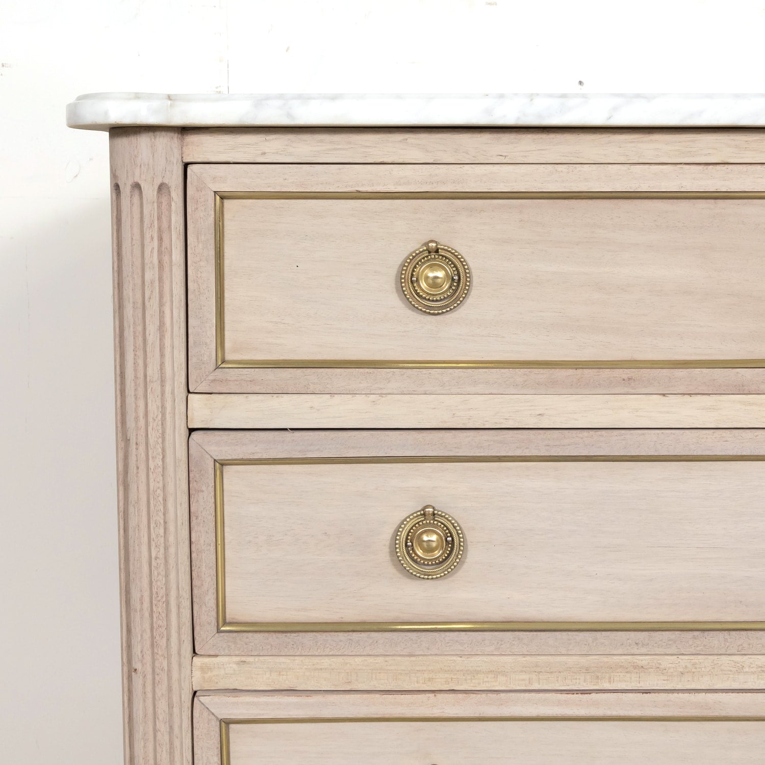 Early 20th Century French Louis XVI Style Bleached Mahogany Commode with Carrara Marble Top