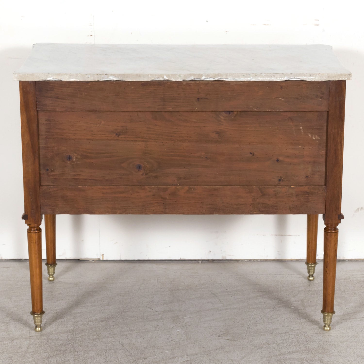 Mid 18th Century French Louis XVI Period Walnut Commode Sauteuse with Carrara Marble Top