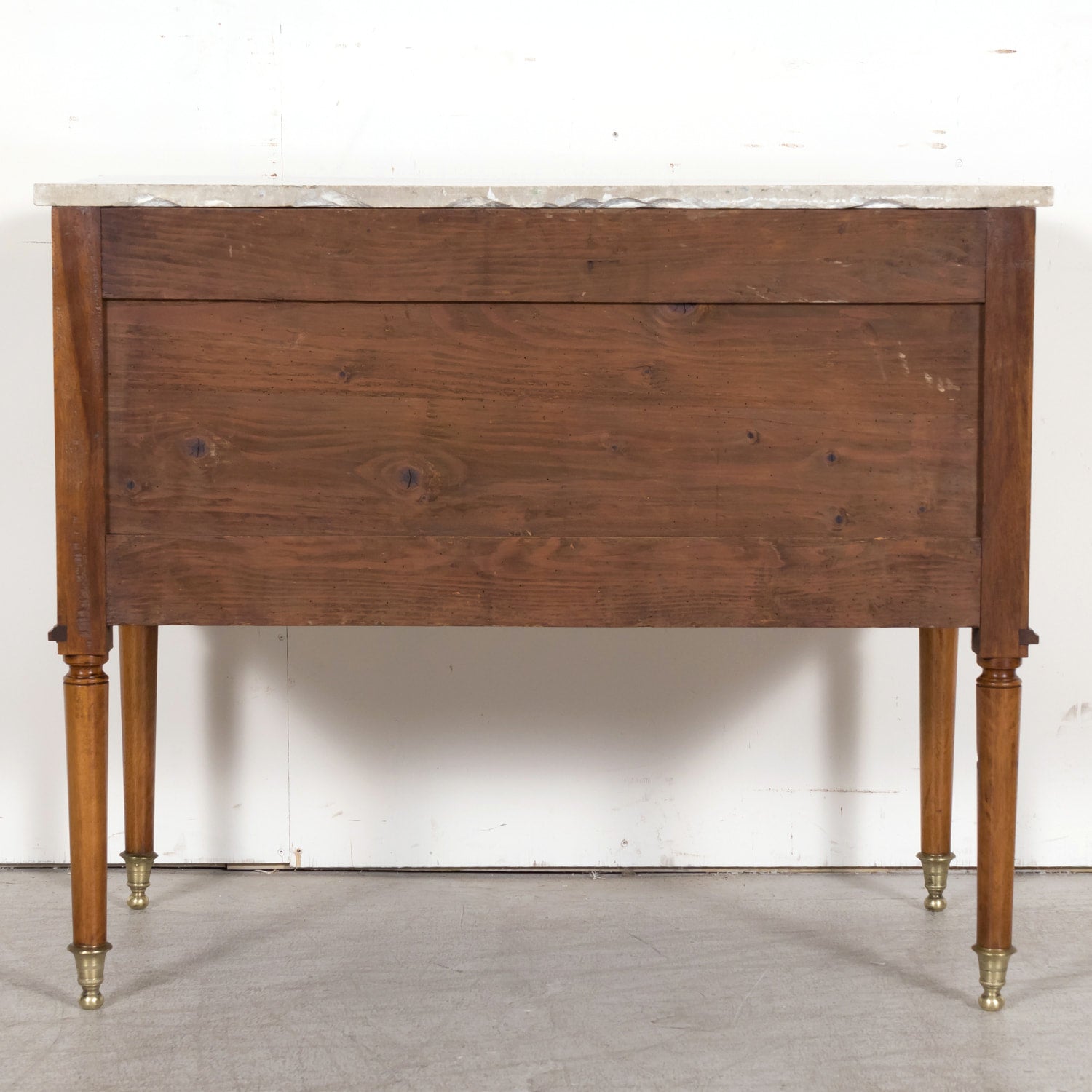 Mid 18th Century French Louis XVI Period Walnut Commode Sauteuse with Carrara Marble Top