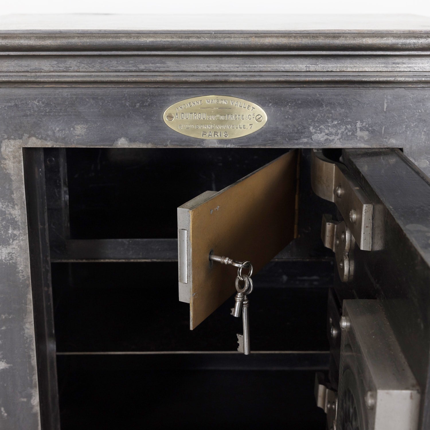 19th Century French Steel, Iron and Wood Safe with All Keys and Working Combination by Maison Vallet