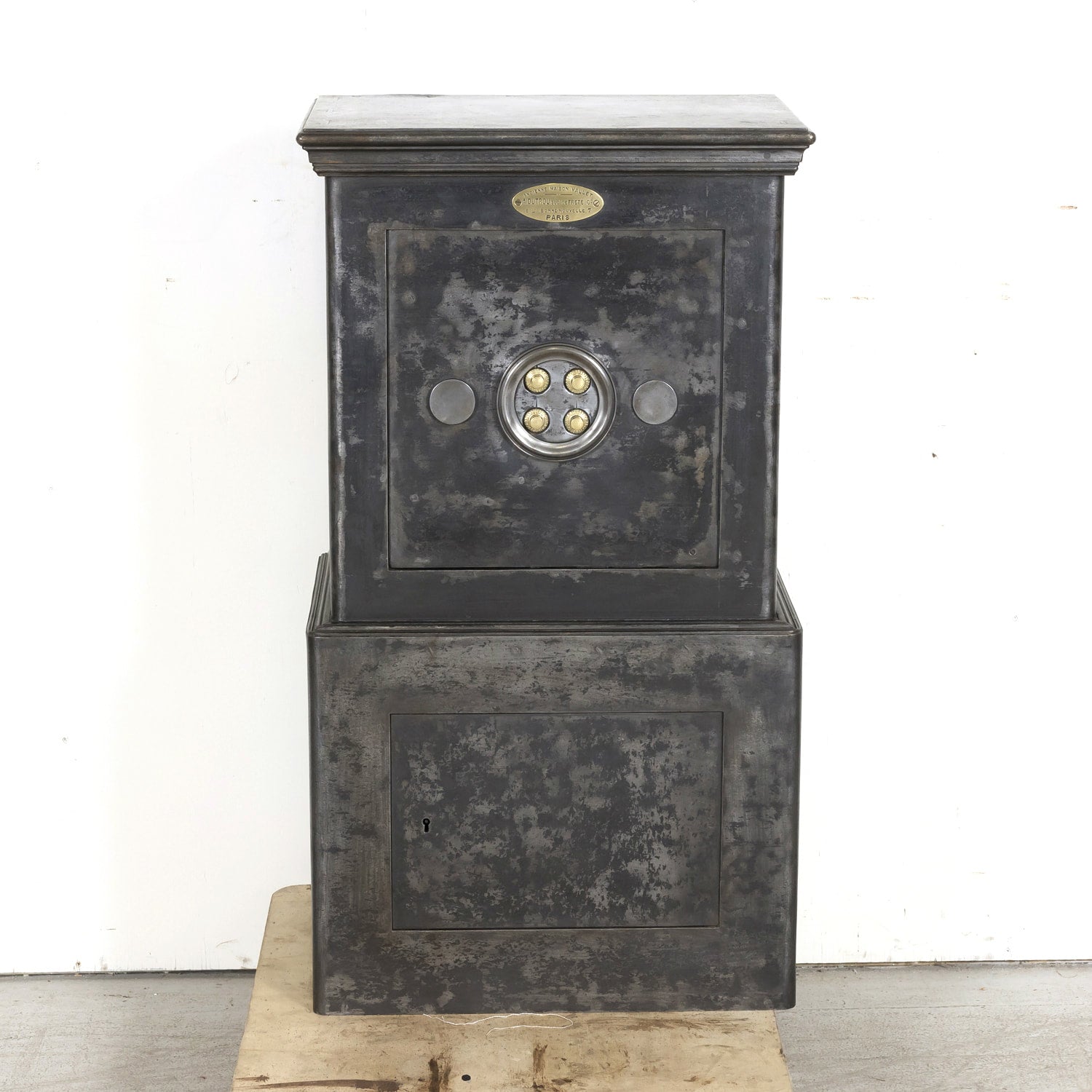 19th Century French Steel, Iron and Wood Safe with All Keys and Working Combination by Maison Vallet