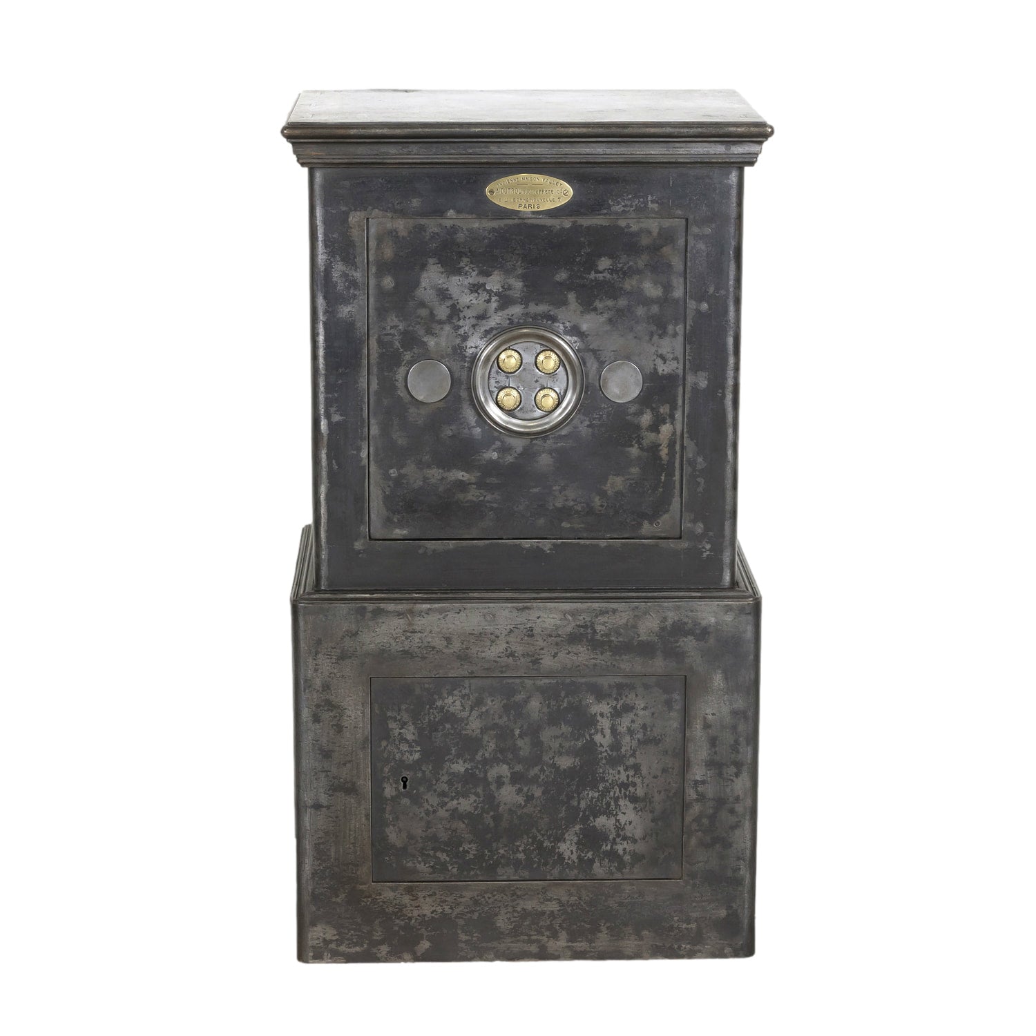 19th Century French Steel, Iron and Wood Safe with All Keys and Working Combination by Maison Vallet
