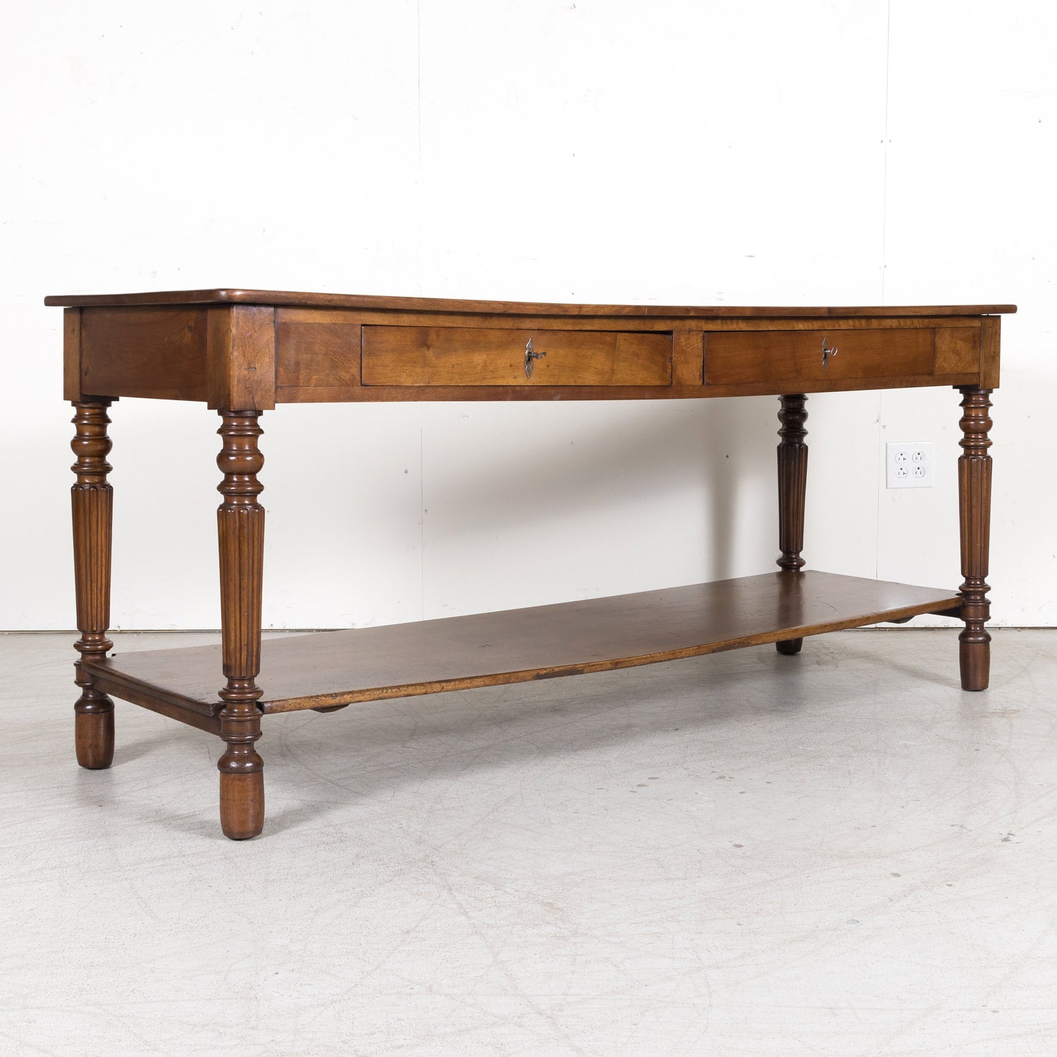 Mid-19th Century French Louis Philippe Period Walnut Draper's Table with Drawers