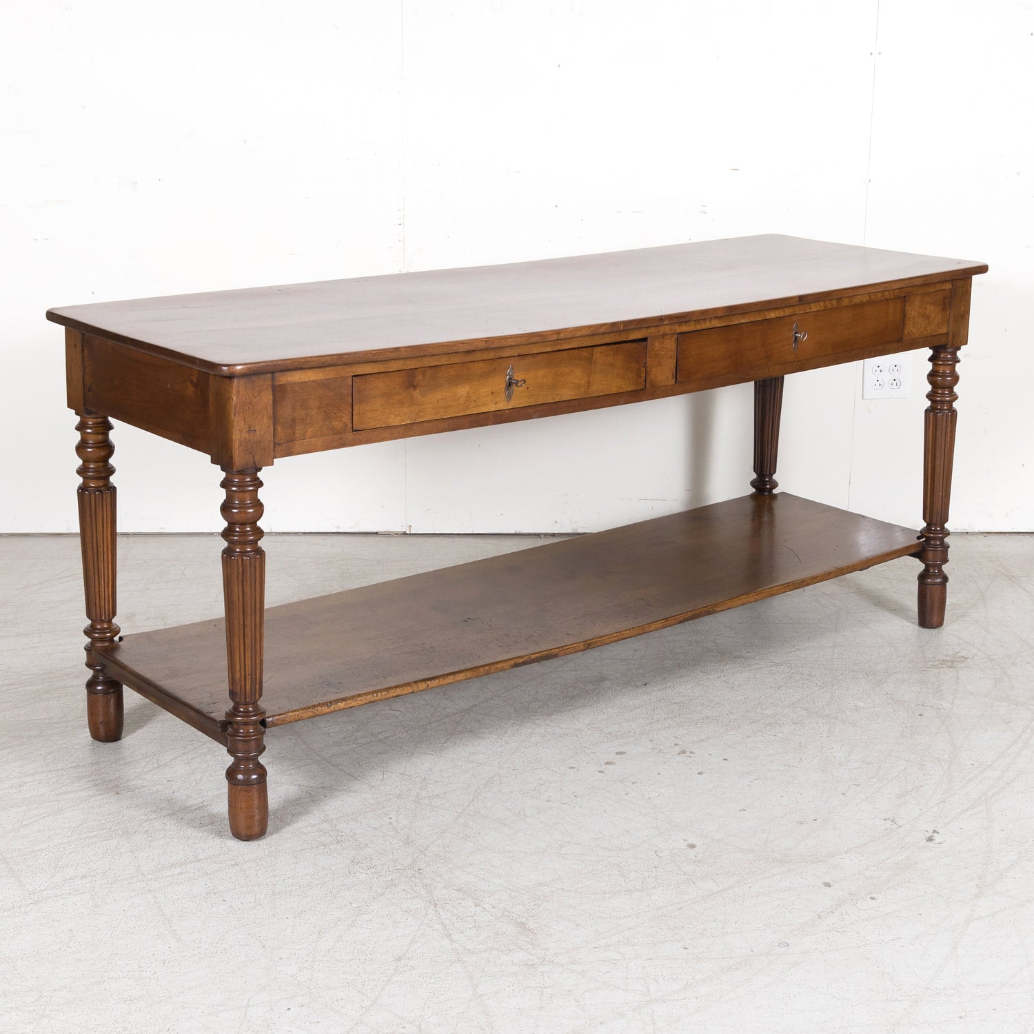 Mid-19th Century French Louis Philippe Period Walnut Draper's Table with Drawers