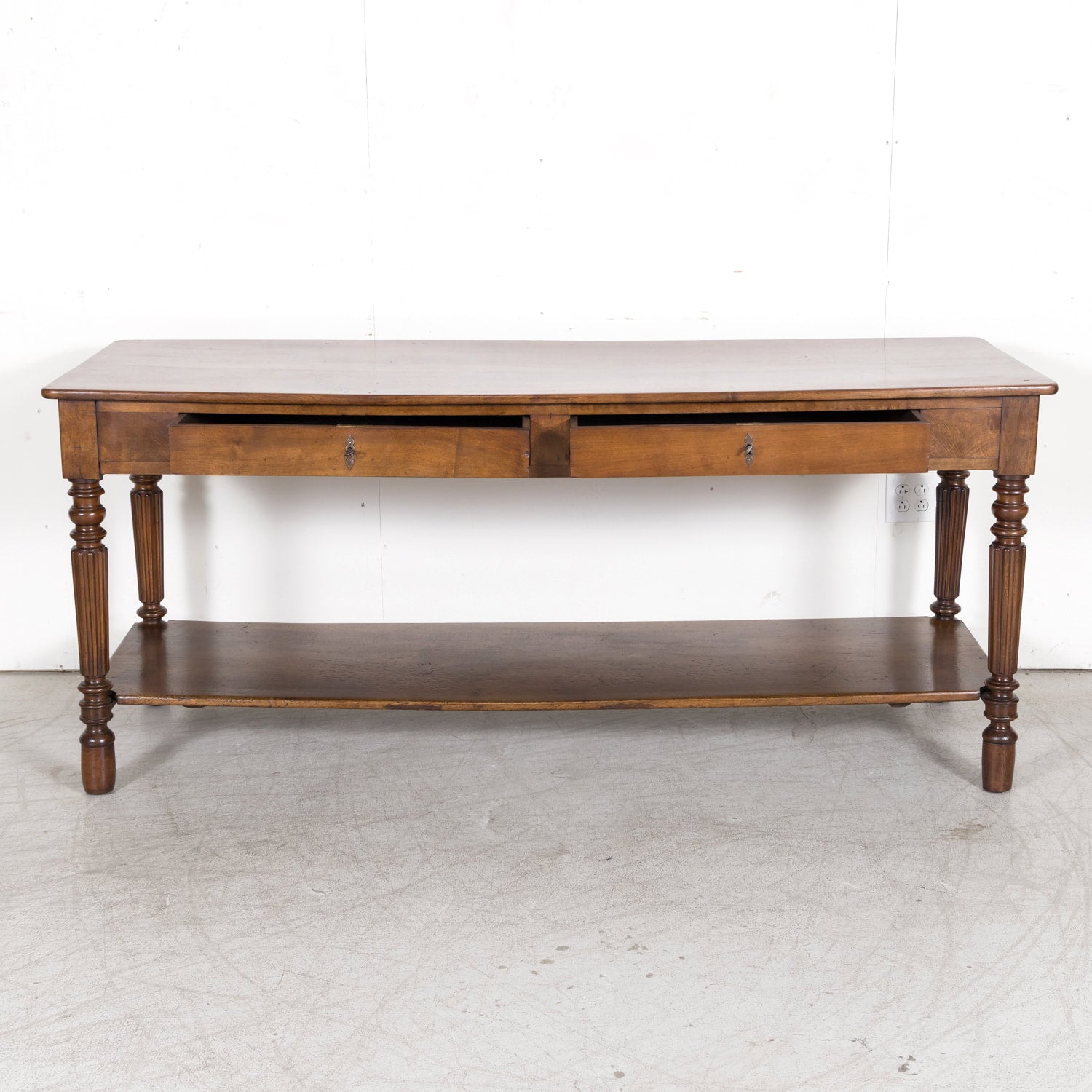 Mid-19th Century French Louis Philippe Period Walnut Draper's Table with Drawers