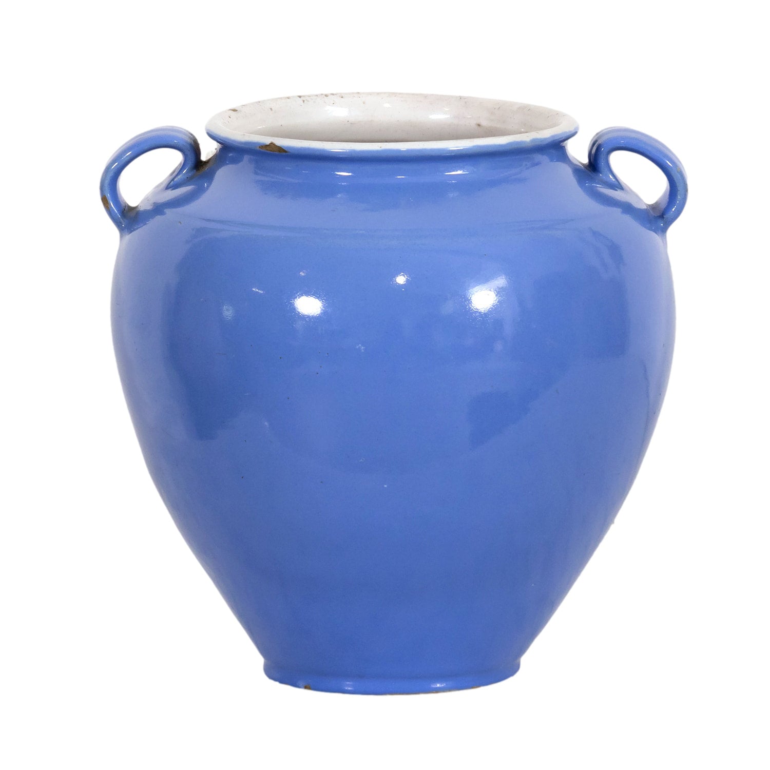 Rare 19th Century French Confit Pot or Egg Pot with Blue Glaze
