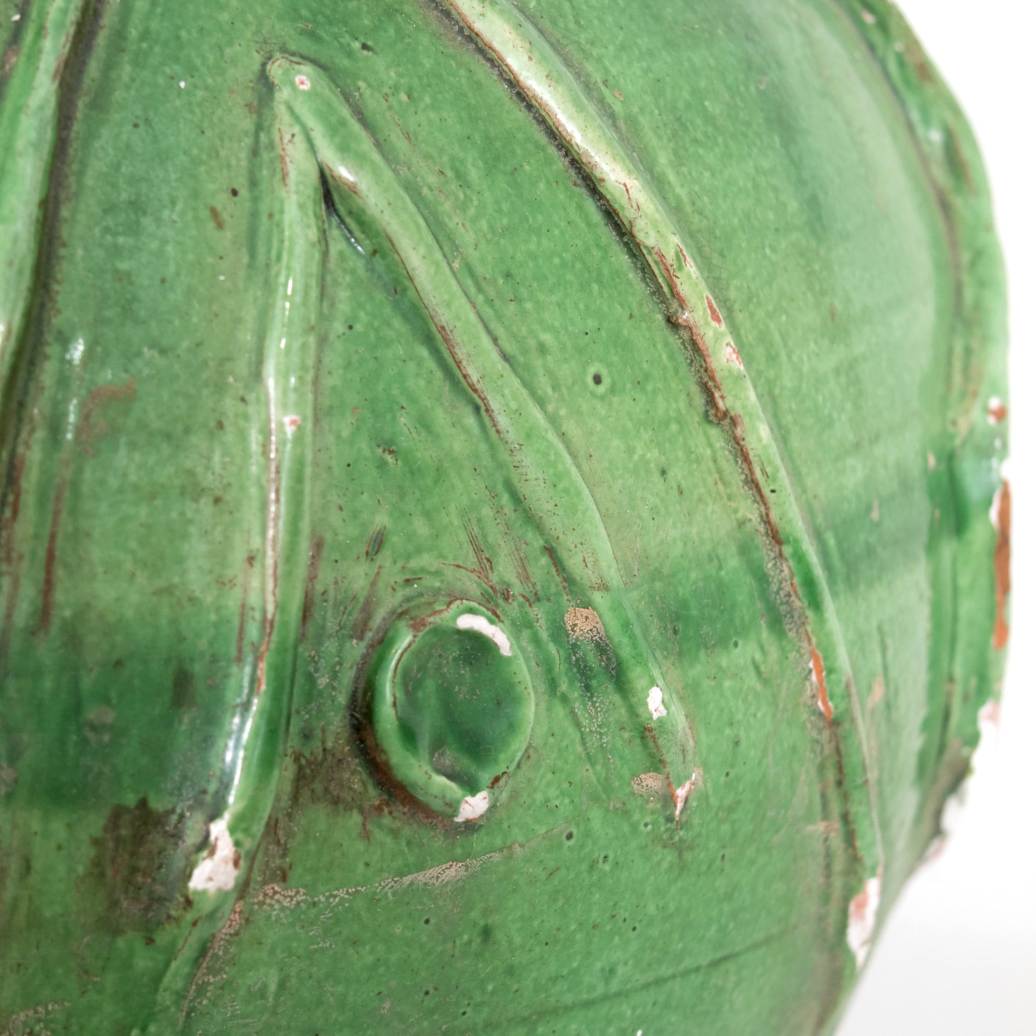 Exceptional and Rare Early 19th Century French Glazed Terracotta Walnut Oil Jug