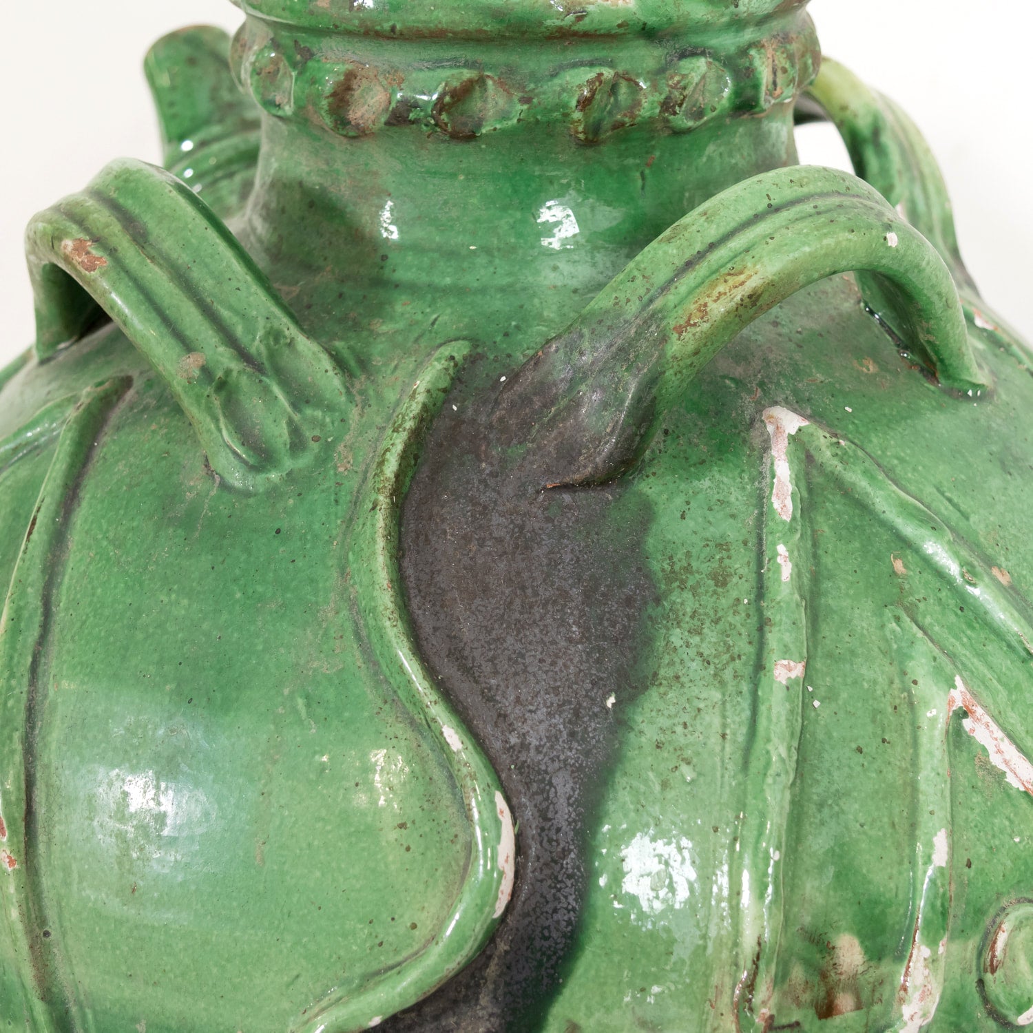 Exceptional and Rare Early 19th Century French Glazed Terracotta Walnut Oil Jug