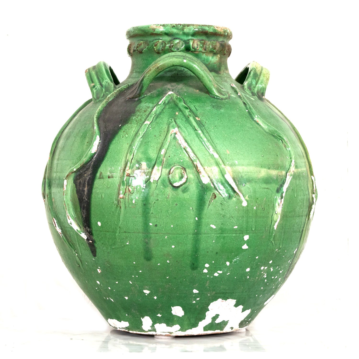 Exceptional and Rare Early 19th Century French Glazed Terracotta Walnut Oil Jug
