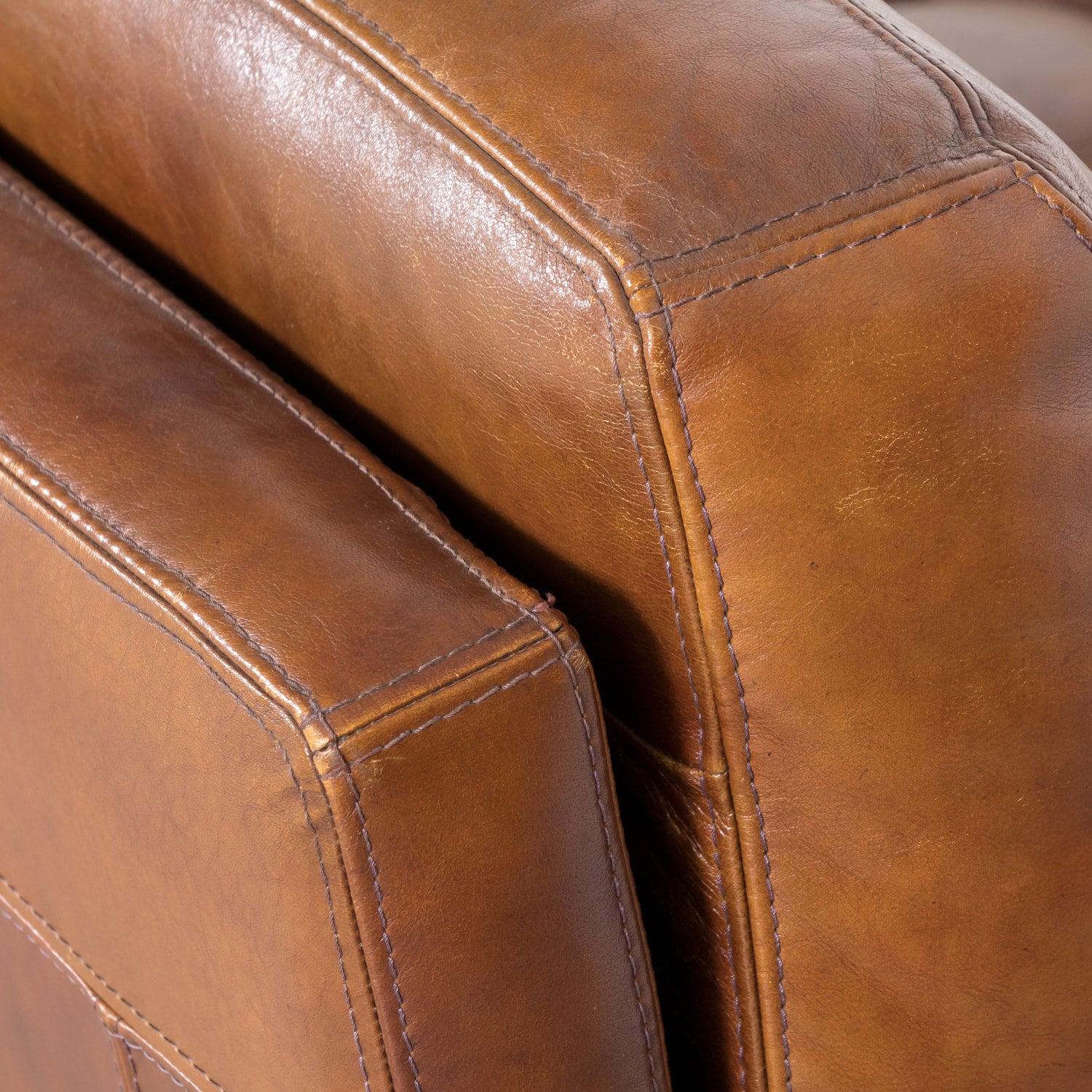 1970s Pair of French Mid-Century Modern Oversized Cognac Leather Armchairs or Lounge Chairs