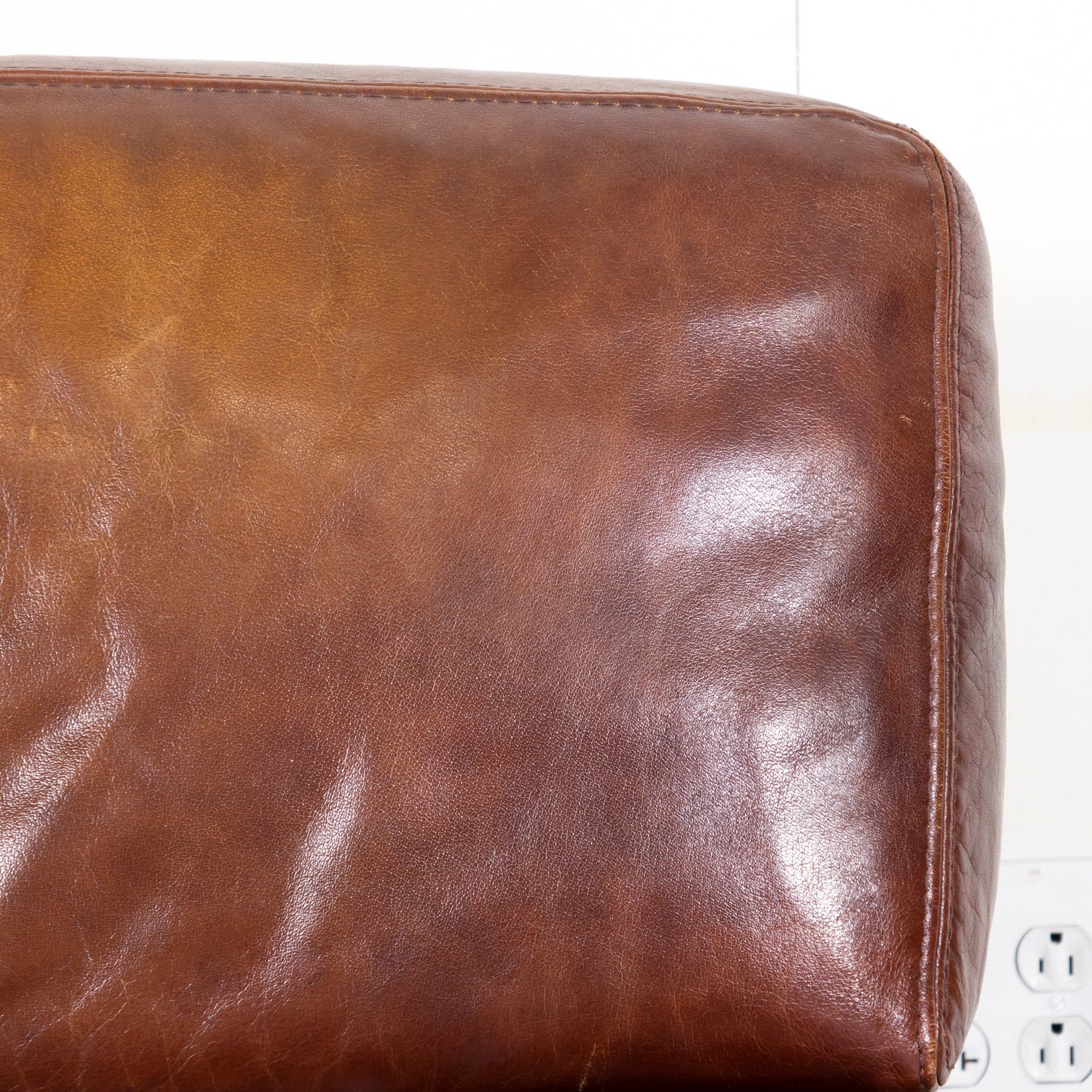 1970s Pair of French Mid-Century Modern Oversized Cognac Leather Armchairs or Lounge Chairs