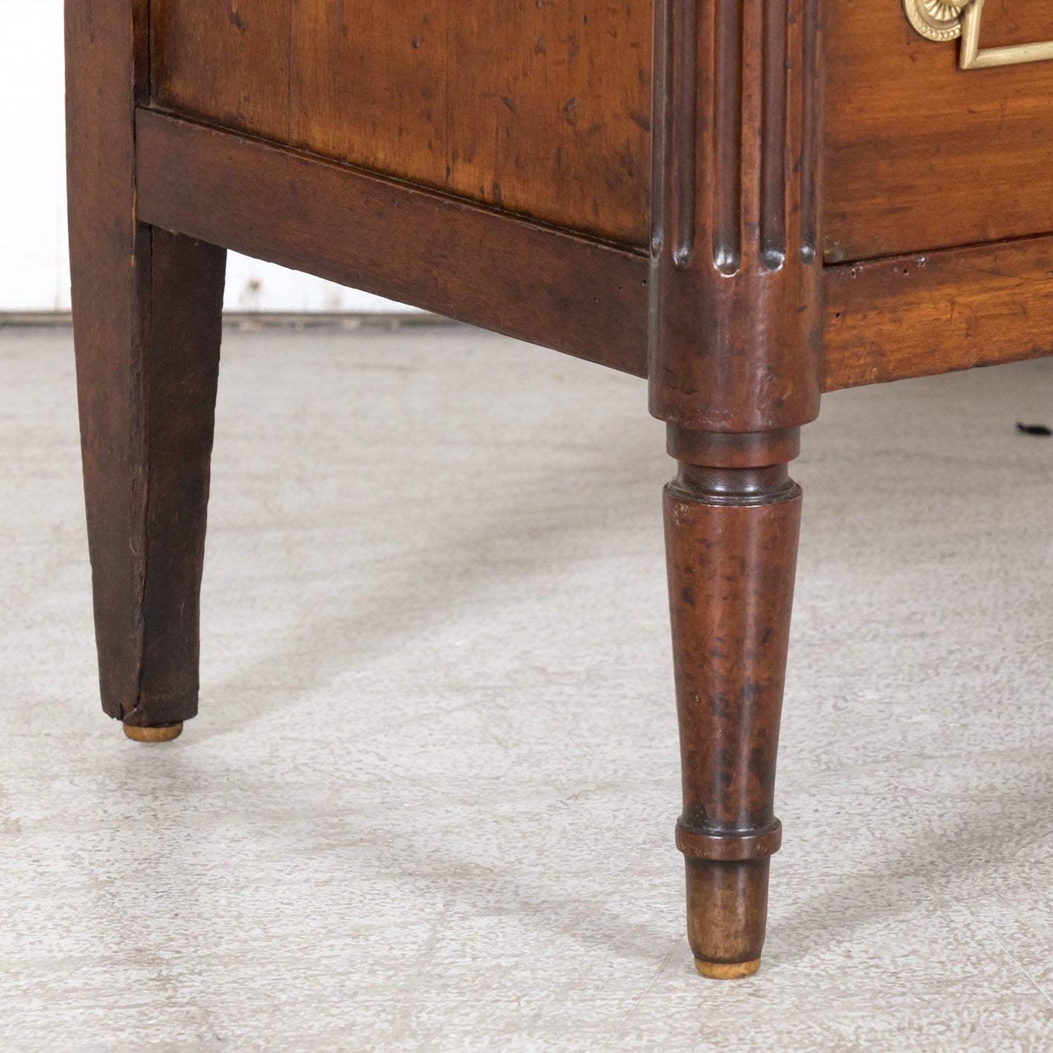 Early 19th Century French Louis XVI Style Tall Mahogany Gentleman's Chest of Drawers or Chiffoniere with Marble Top