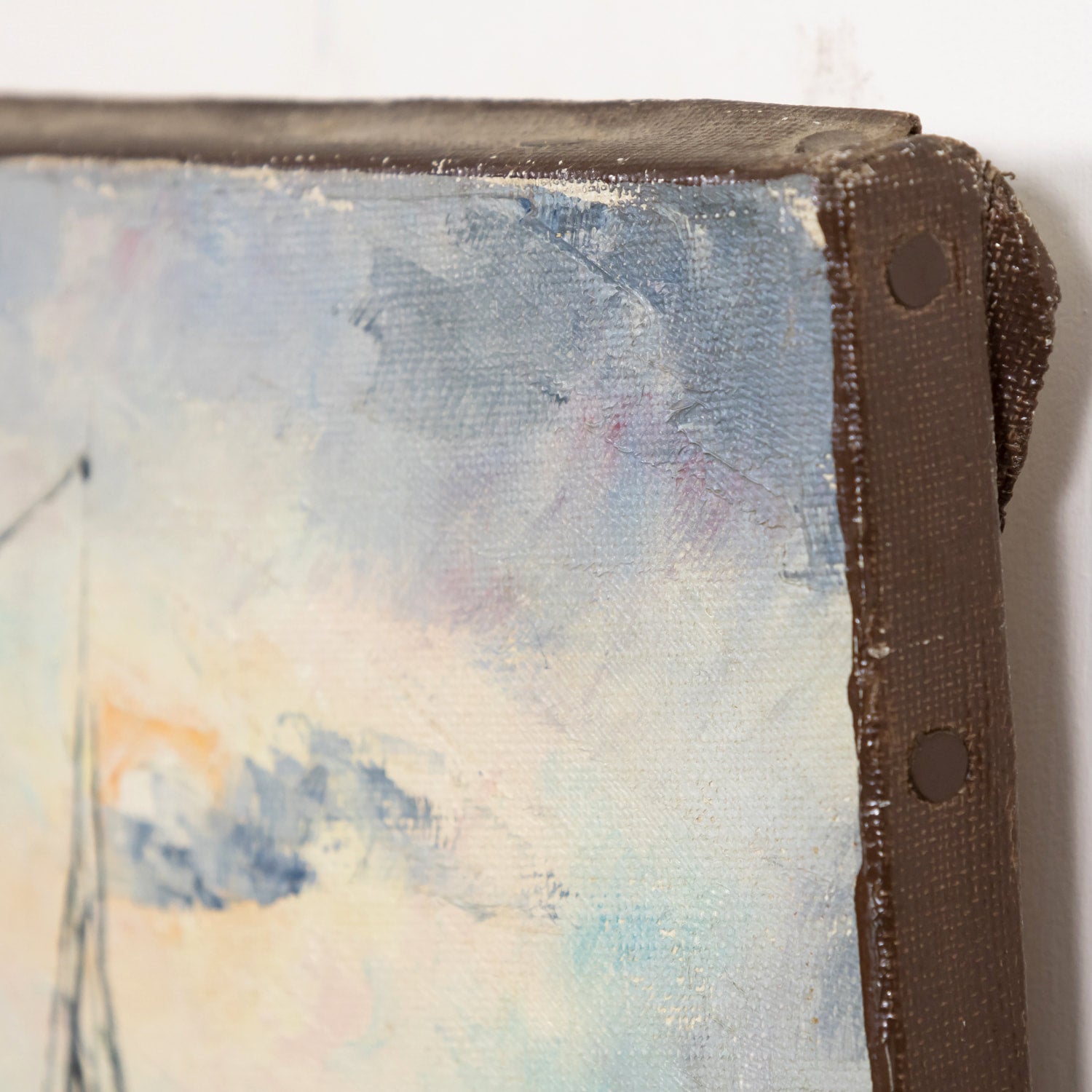 Small Oil on Canvas French Seascape Painting Fishing Boats and Calanques