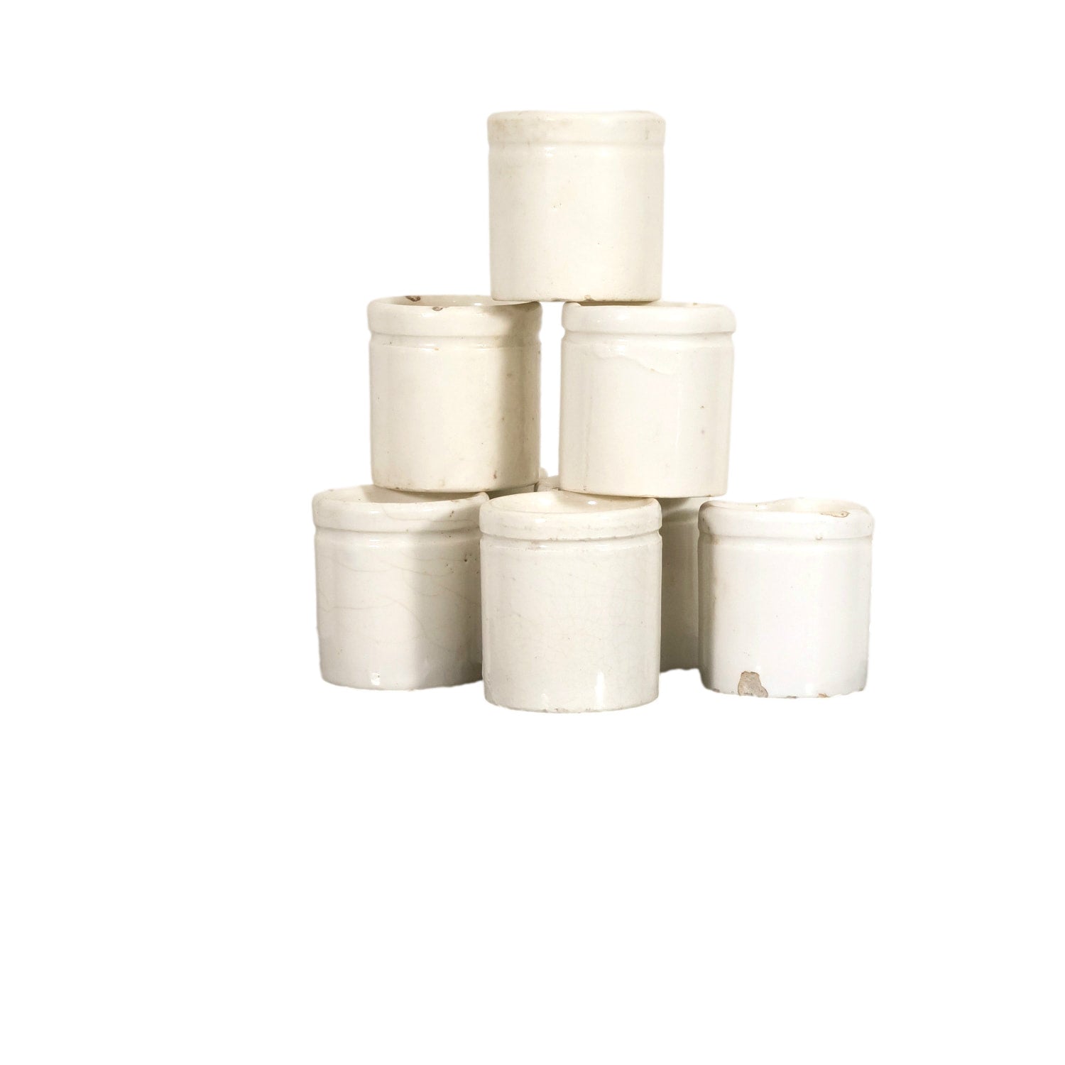 Small 19th Century Antique French Ironstone Preserving Pots or Pots à Confiture