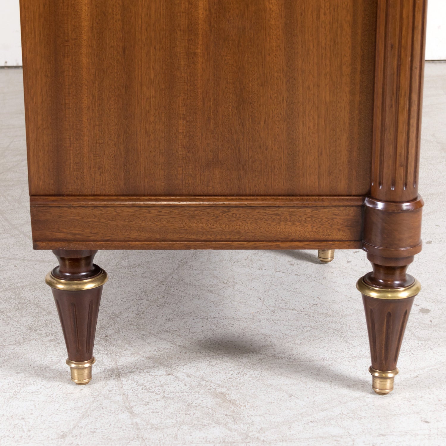 Early 20th Century Antique French Louis XVI Style Mahogany Enfilade Buffet with Carrara Marble Top