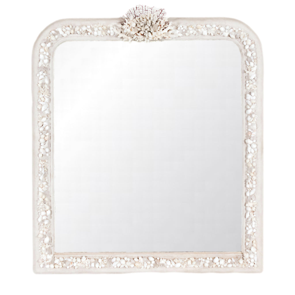 Large Louis Philippe Style Mirror Encrusted with Seashells, Sea Glass, and Coral