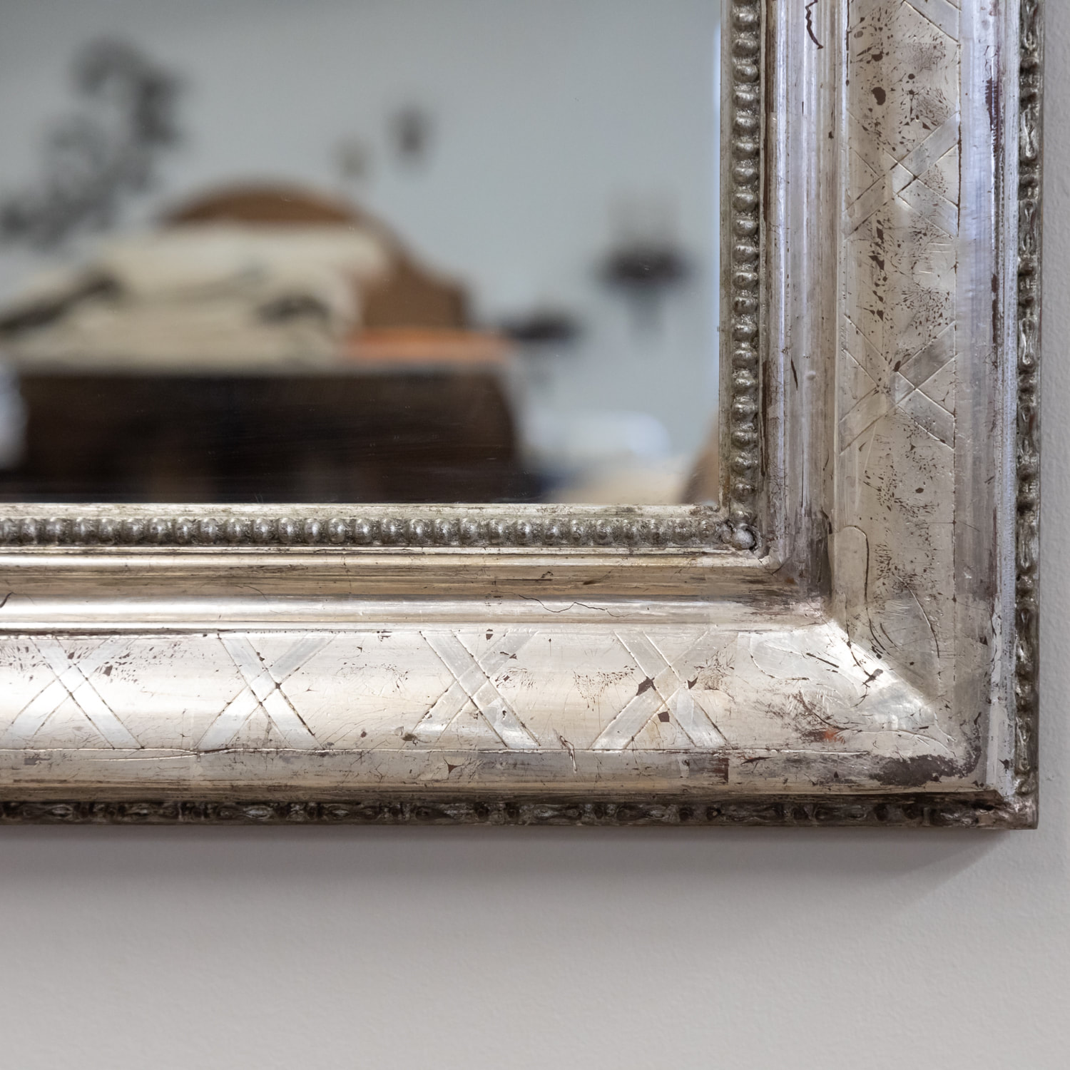 Antique French silver gilt and black Louis Philippe mirror - large flo –  Chez Pluie